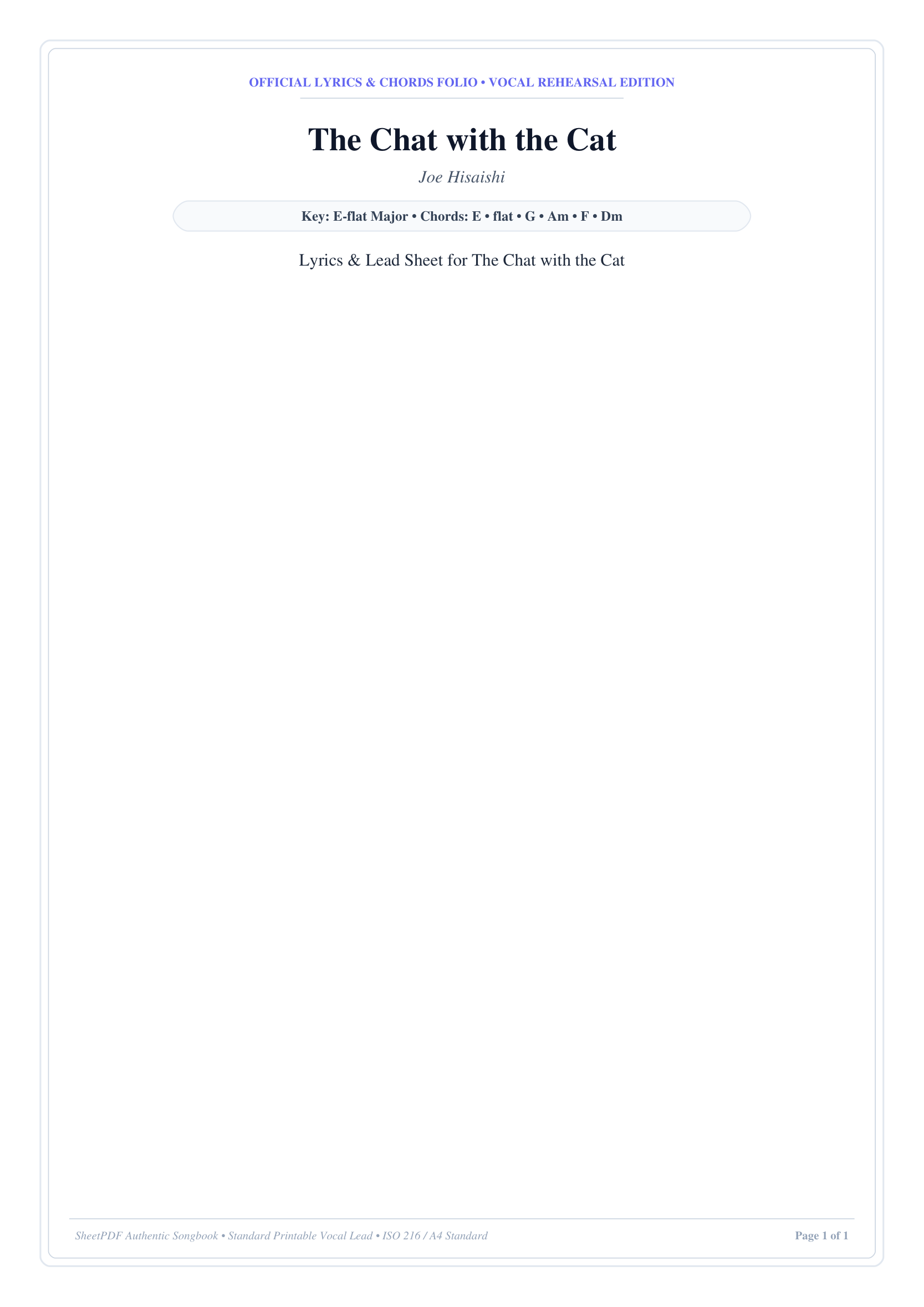 The Chat with the Cat Piano Sheet Music Page 1 Free PDF