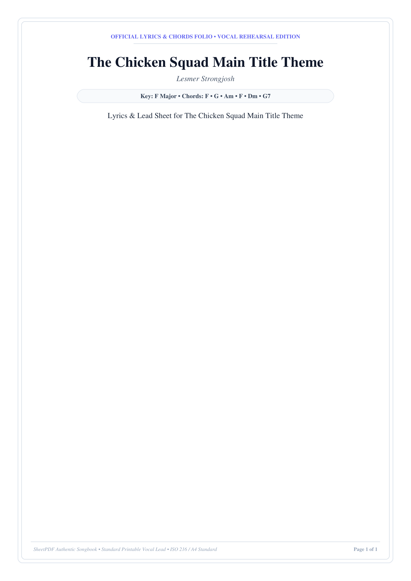 The Chicken Squad Main Title Theme Piano Sheet Music Page 1 Free PDF