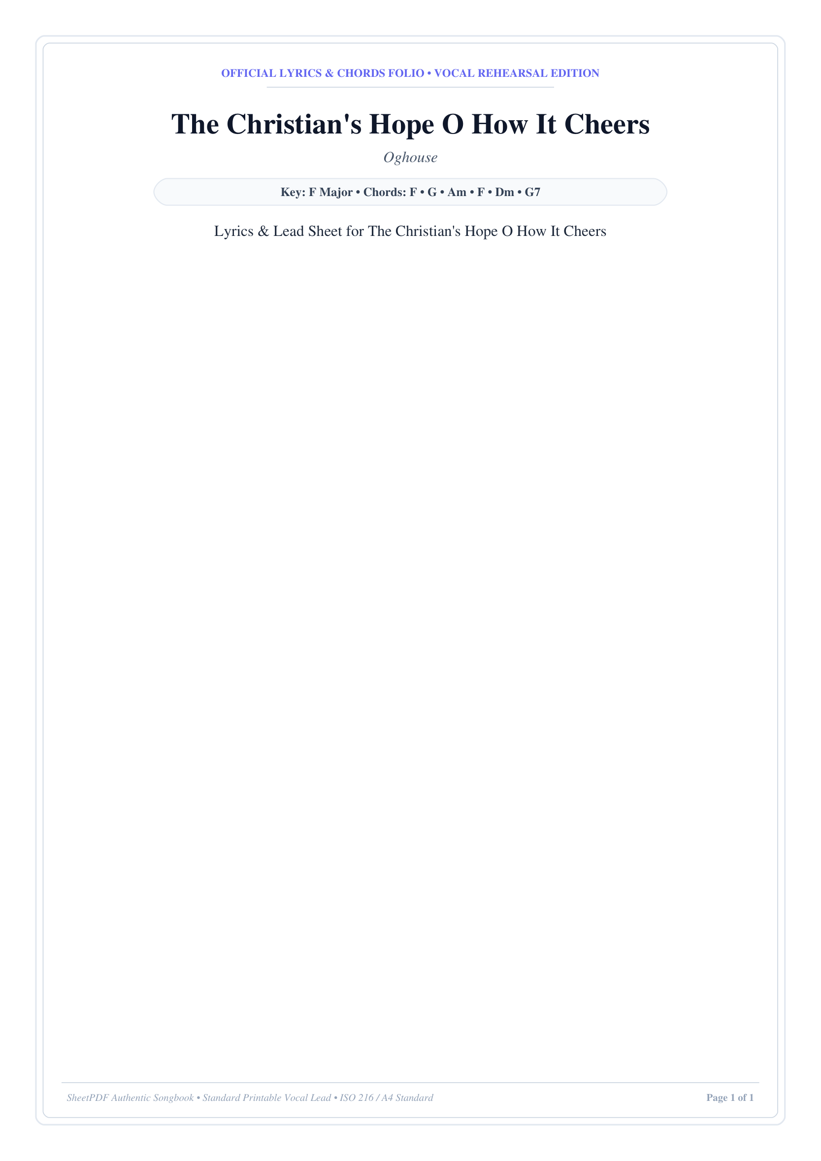 The Christian's Hope O How It Cheers Piano Sheet Music Page 1 Free PDF