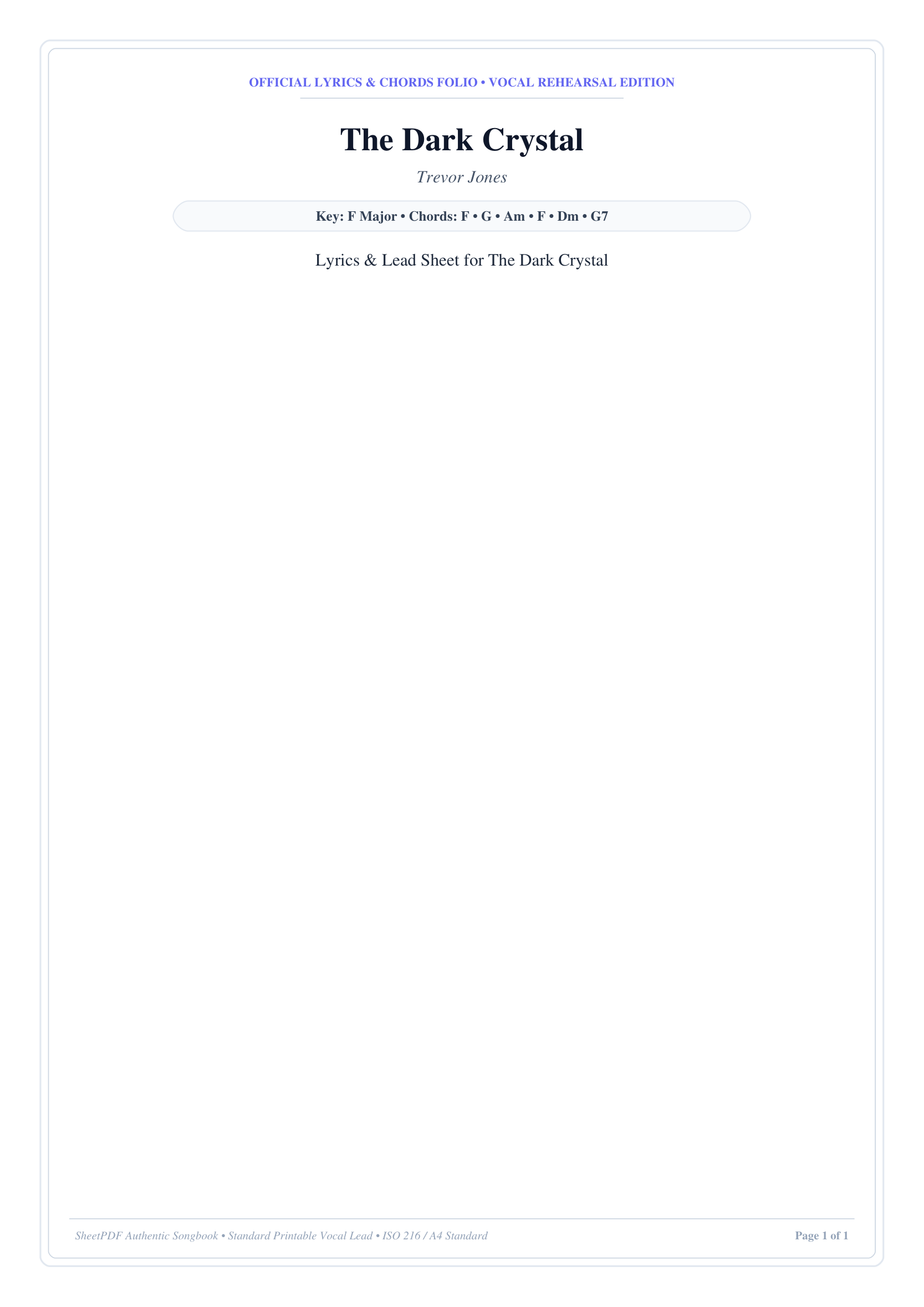 The Dark Crystal Piano Sheet Music Page 1 Free PDF