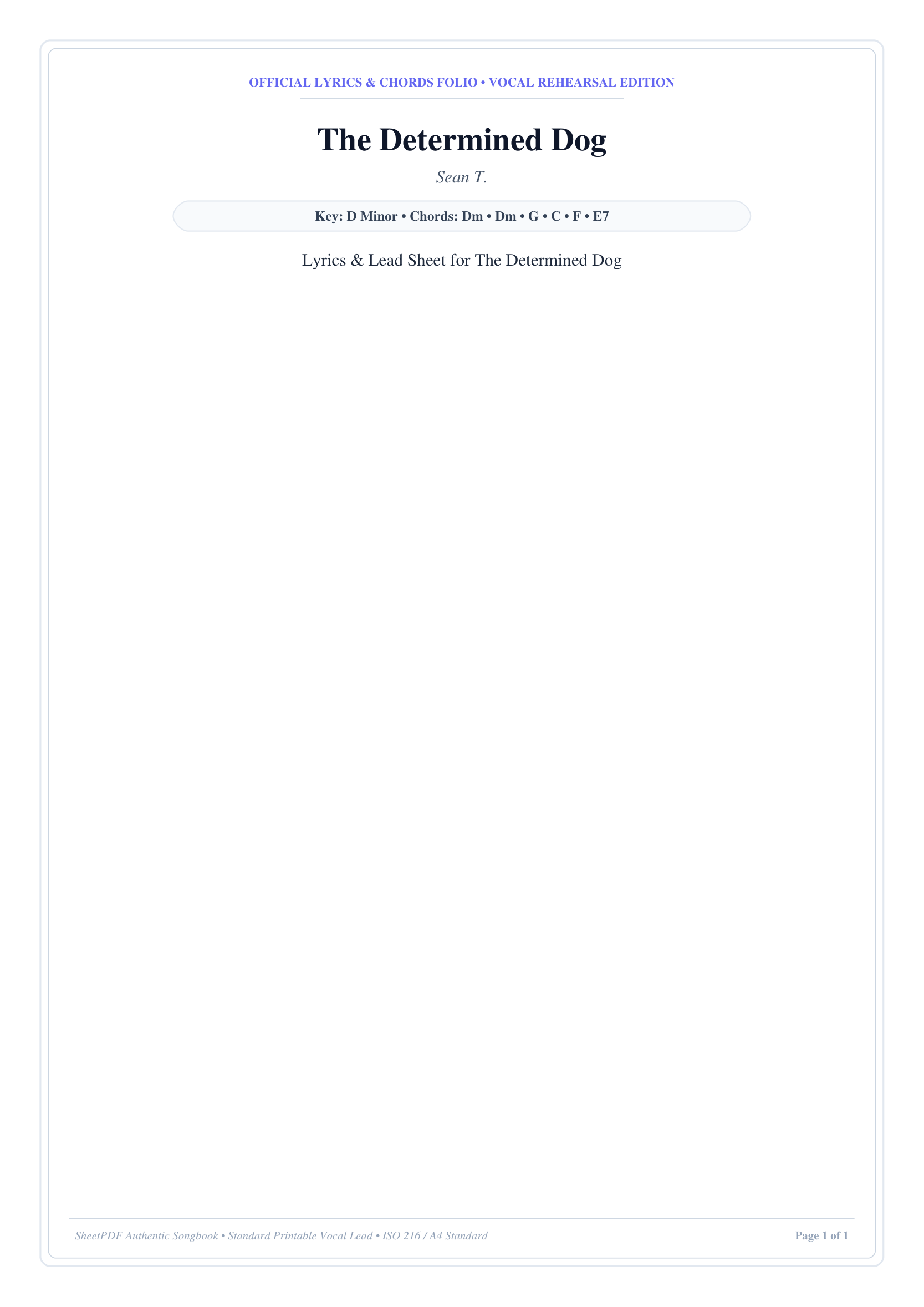 The Determined Dog Piano Sheet Music Page 1 Free PDF