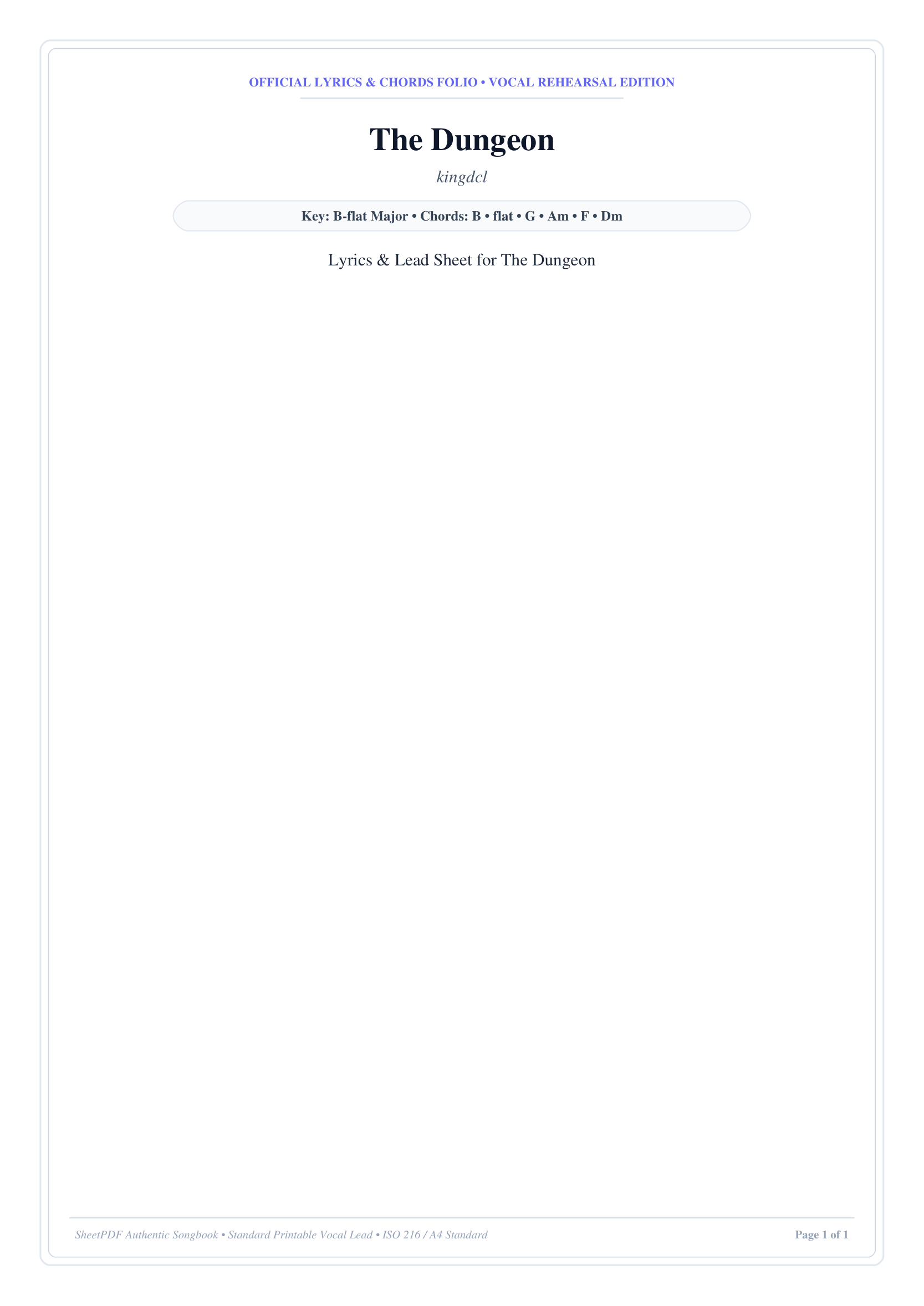 The Dungeon Piano Sheet Music Page 1 Free PDF