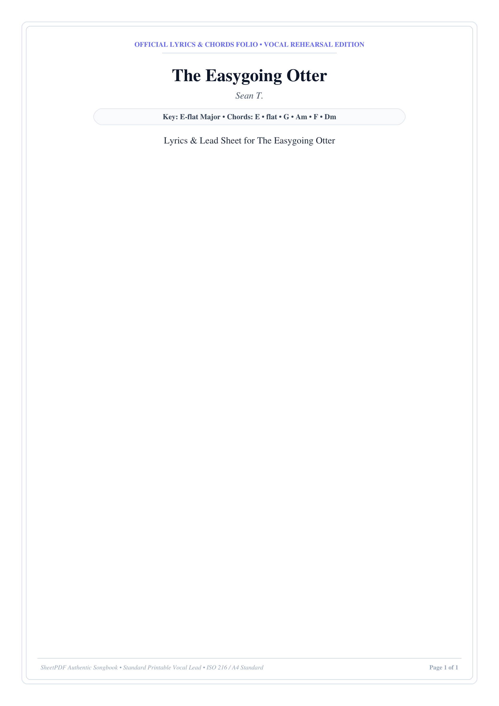 The Easygoing Otter Piano Sheet Music Page 1 Free PDF