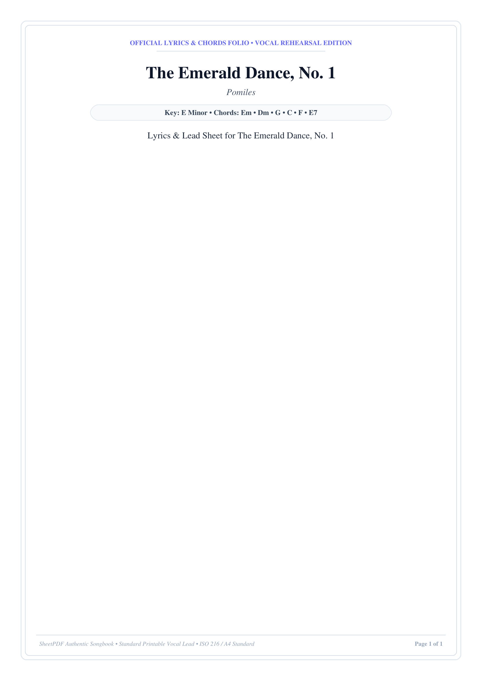 The Emerald Dance, No. 1 Piano Sheet Music Page 1 Free PDF