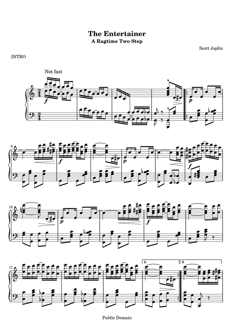 The Entertainer Piano Sheet Music Score Page 1