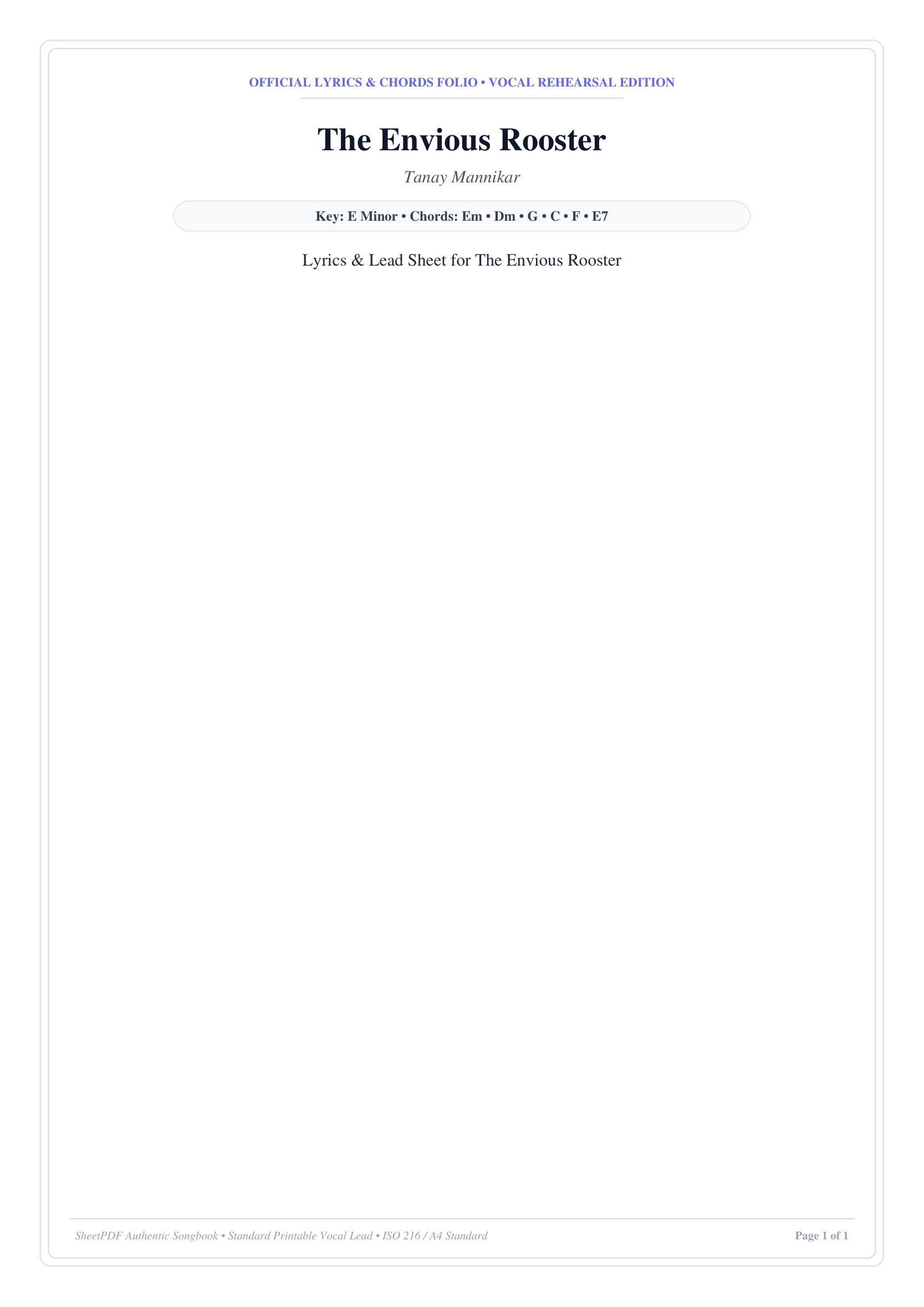 The Envious Rooster Piano Sheet Music Page 1 Free PDF