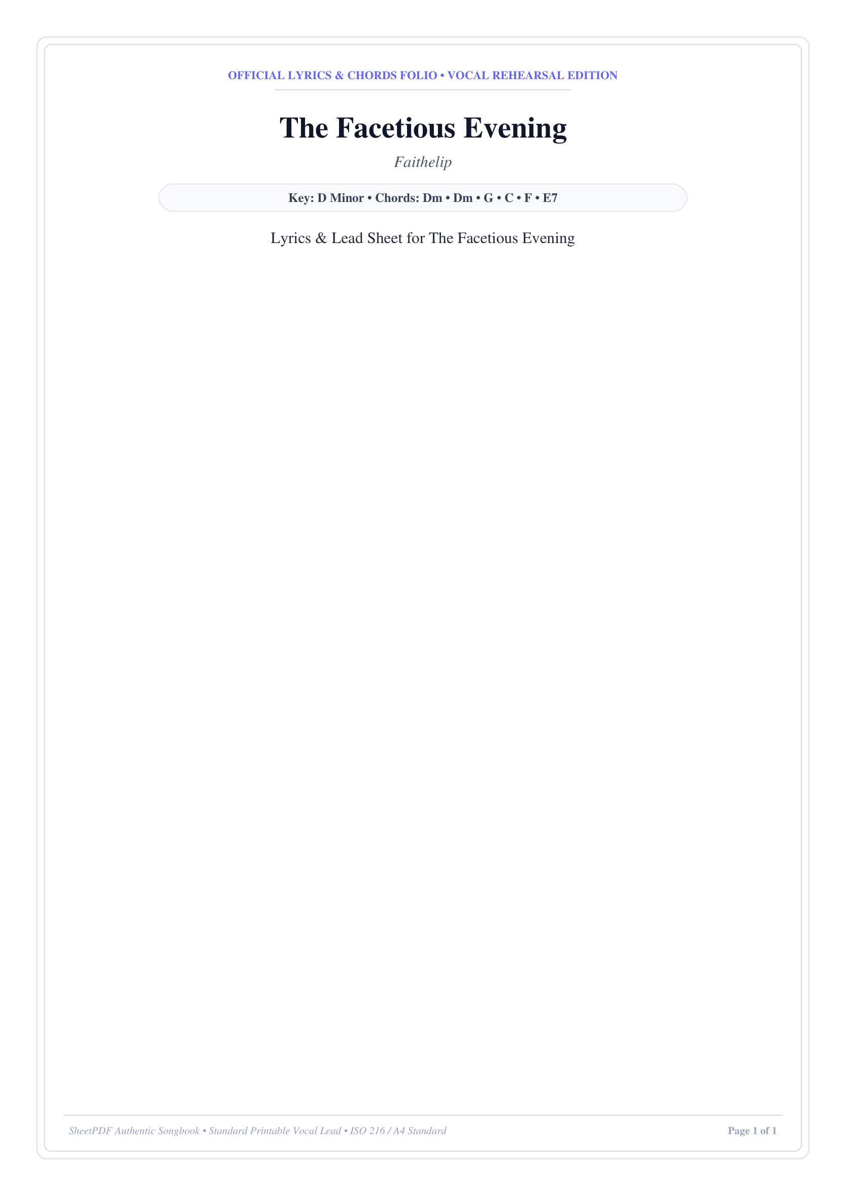 The Facetious Evening Lyrics & Chords Folio
