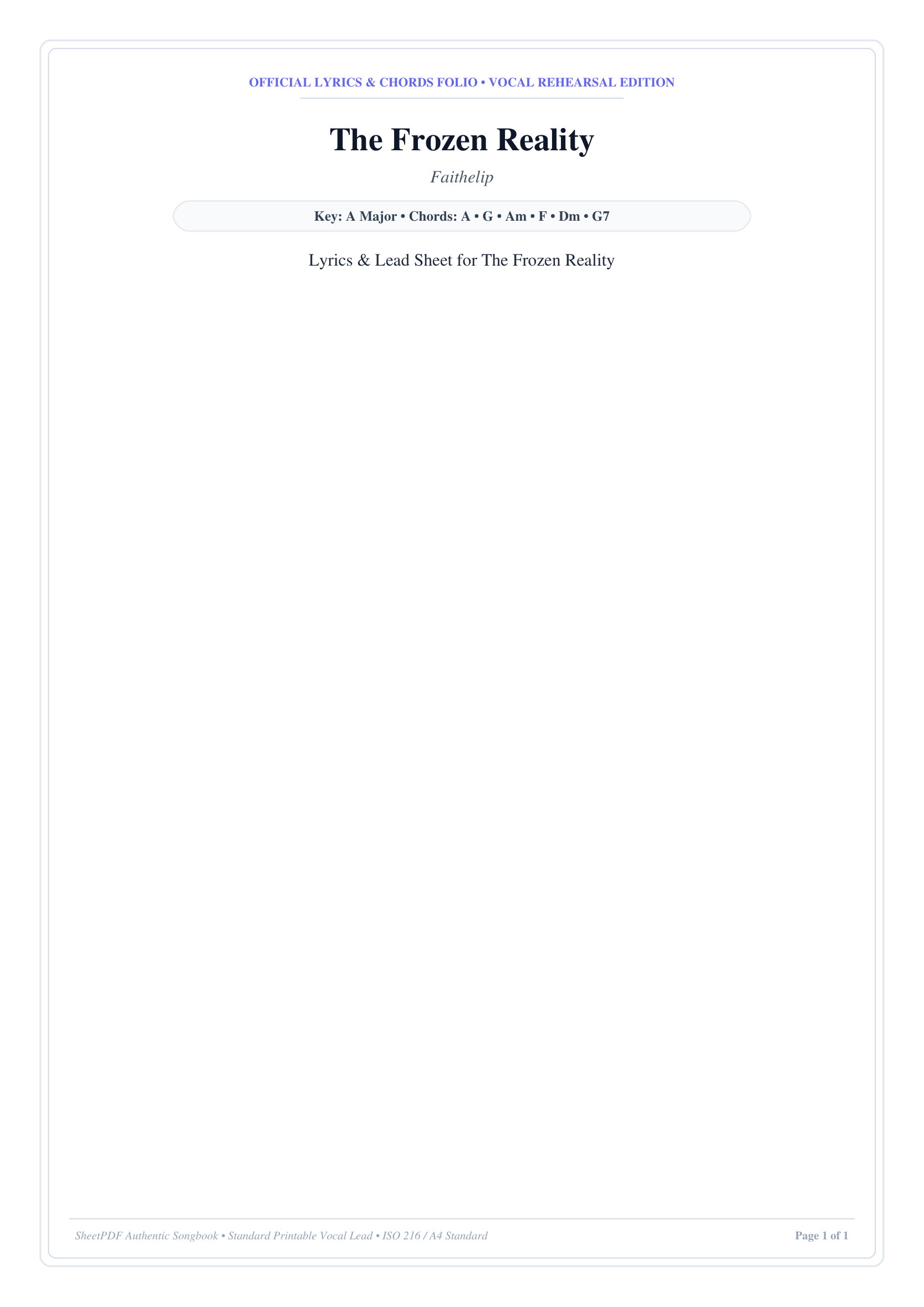 The Frozen Reality Piano Sheet Music Page 1 Free PDF