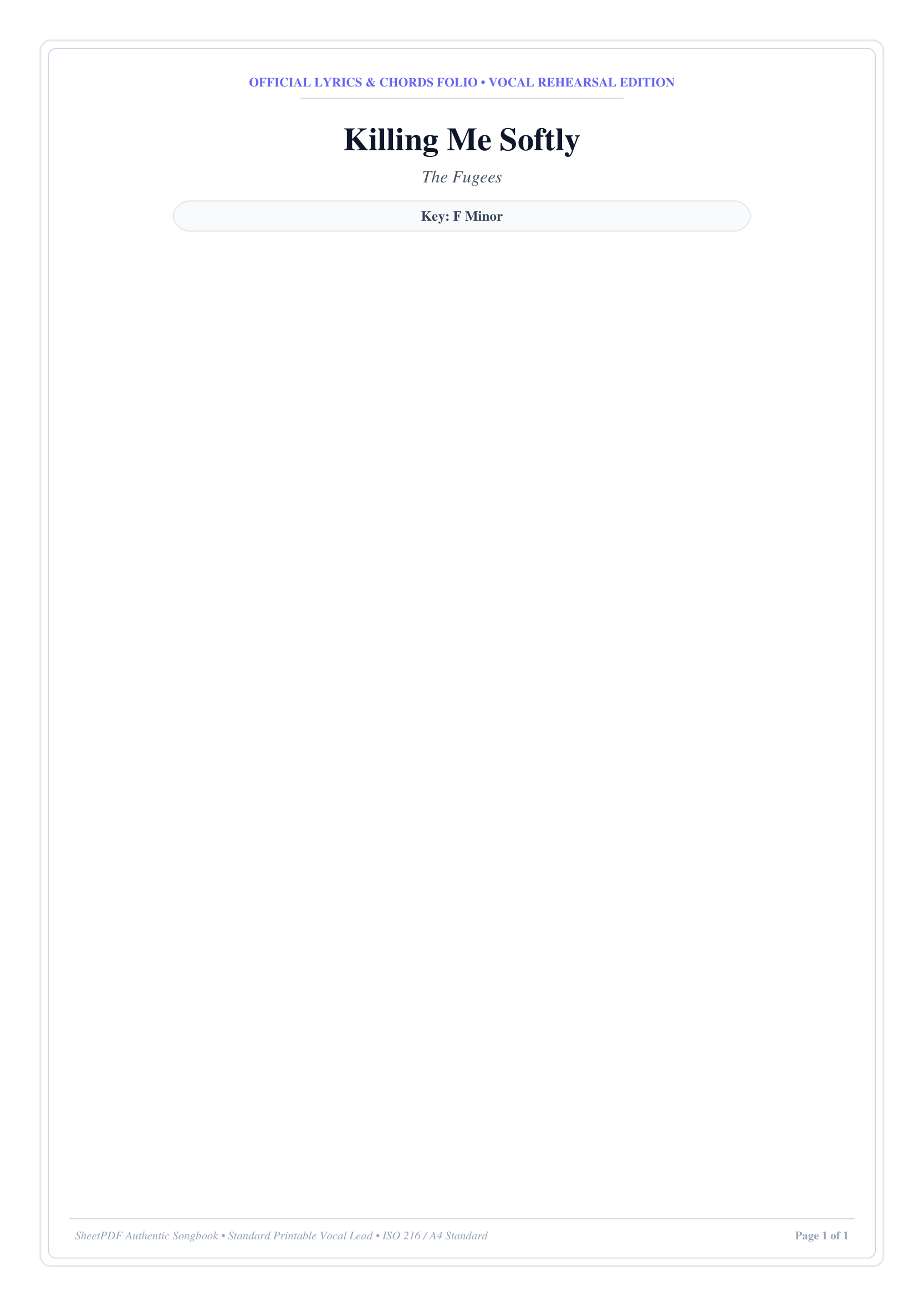 Killing Me Softly Piano Sheet Music Page 1 Free PDF