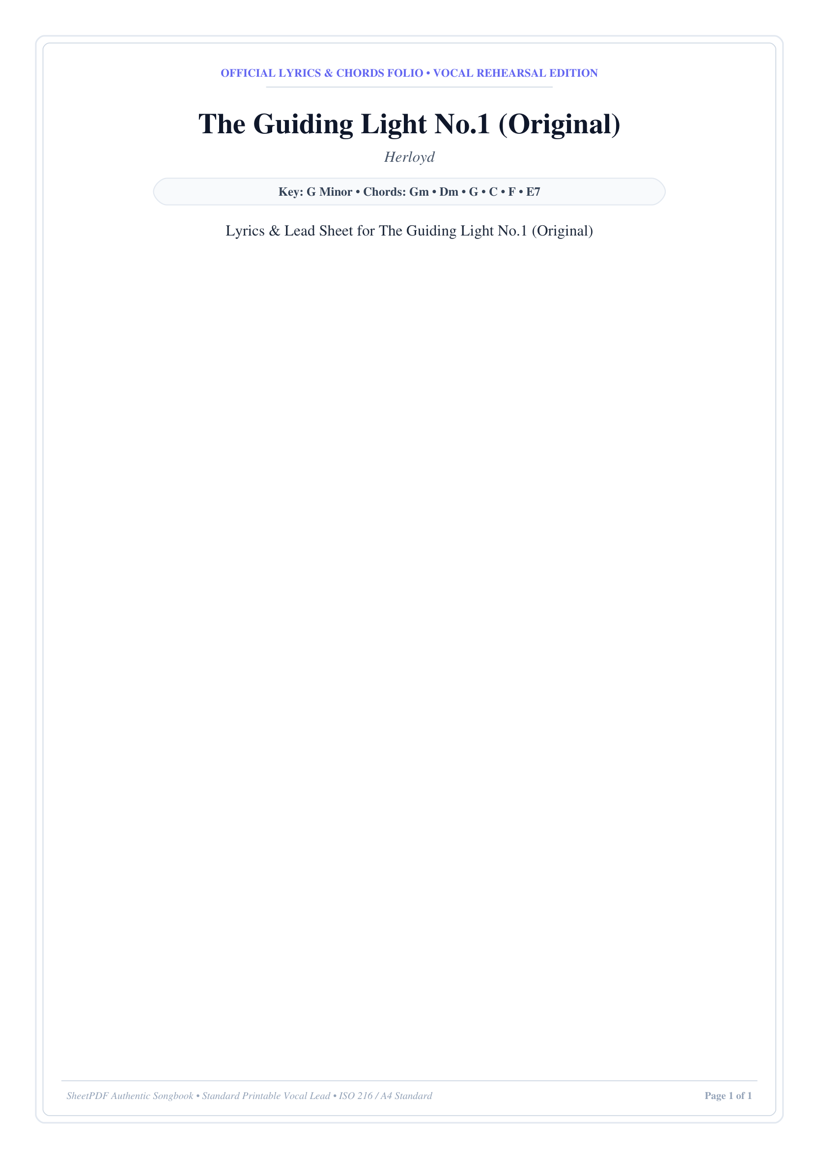 The Guiding Light No.1 (Original) Piano Sheet Music Score Page 1