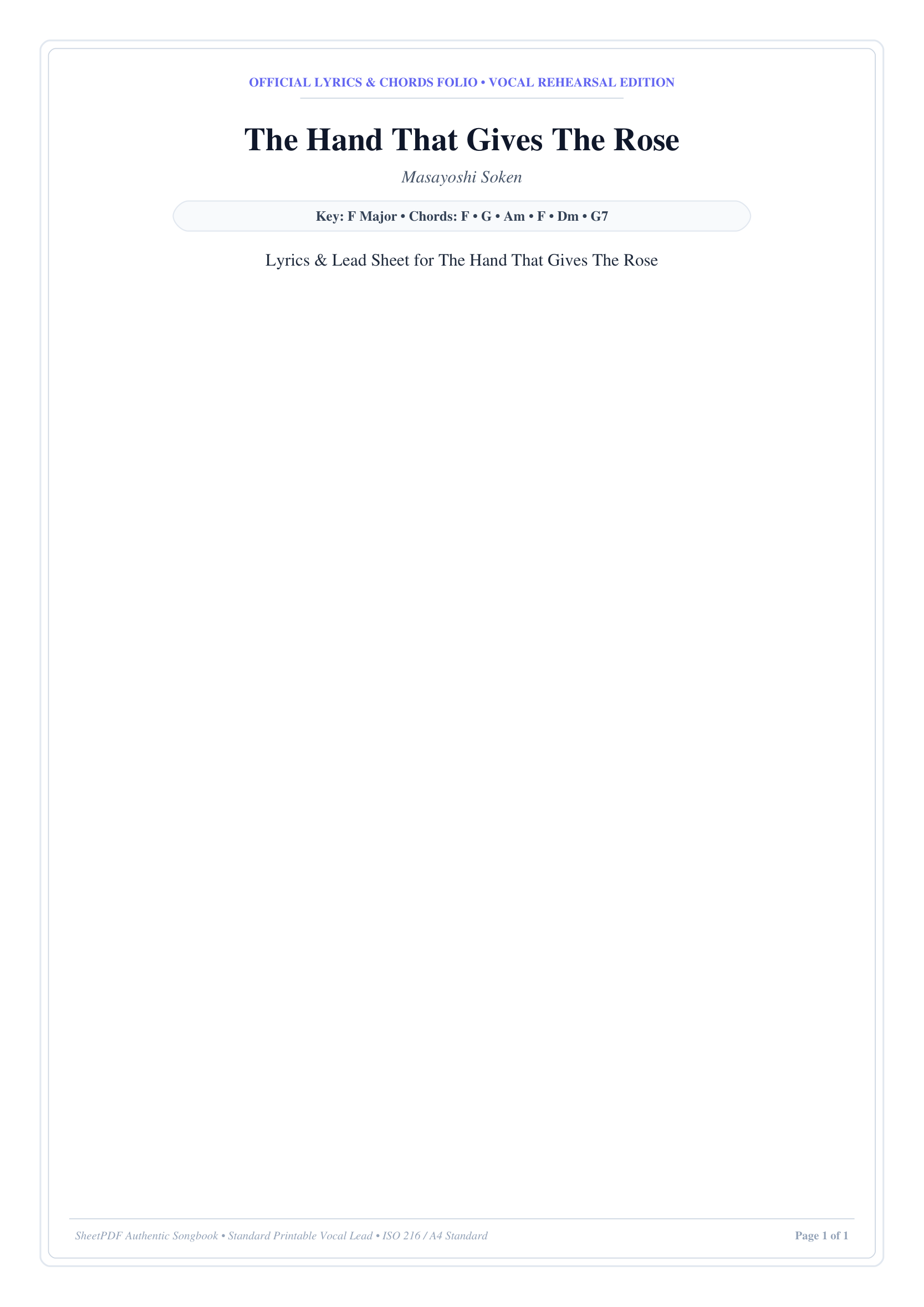 The Hand That Gives The Rose Piano Sheet Music Page 1 Free PDF