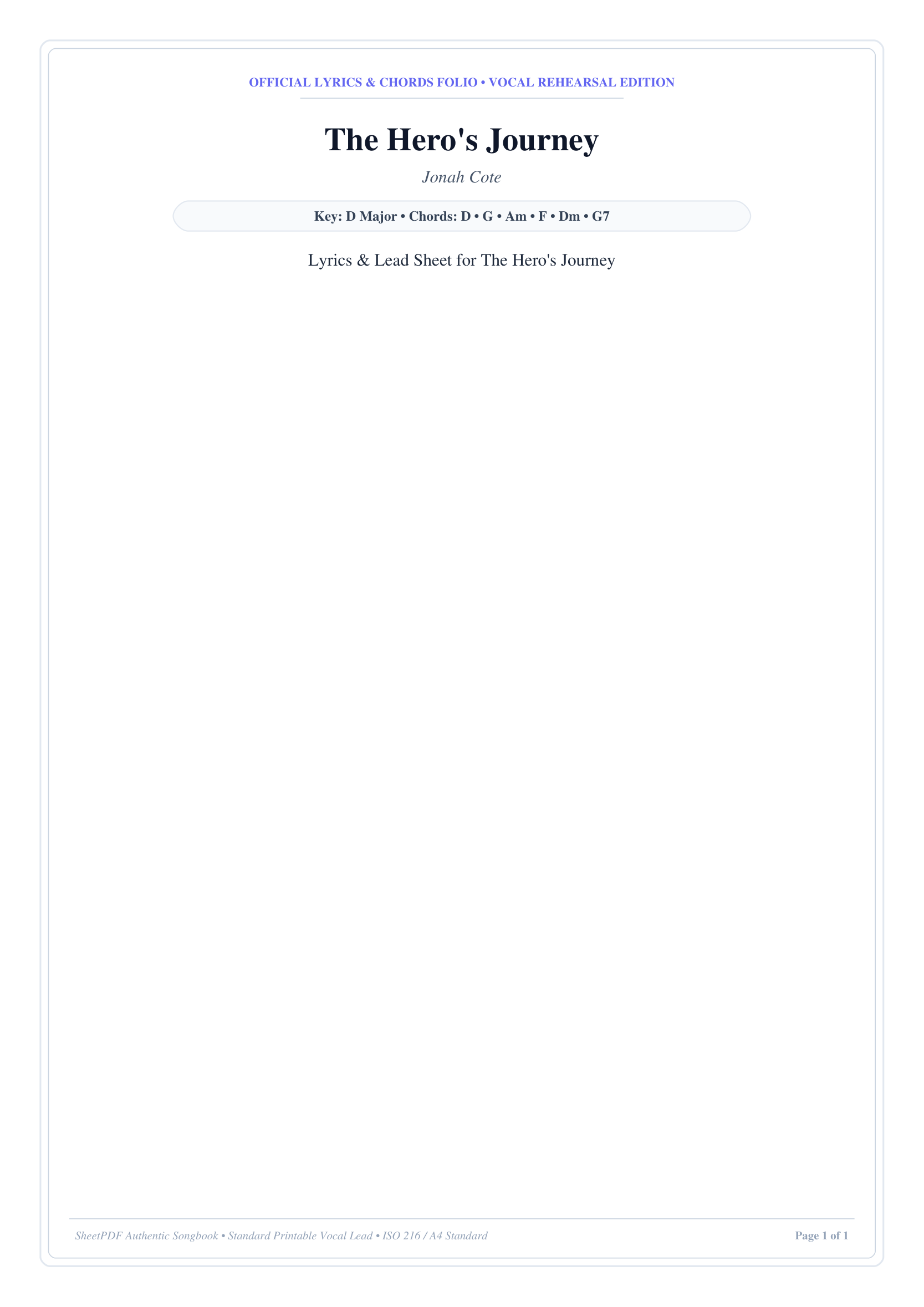 The Hero's Journey Piano Sheet Music Page 1 Free PDF