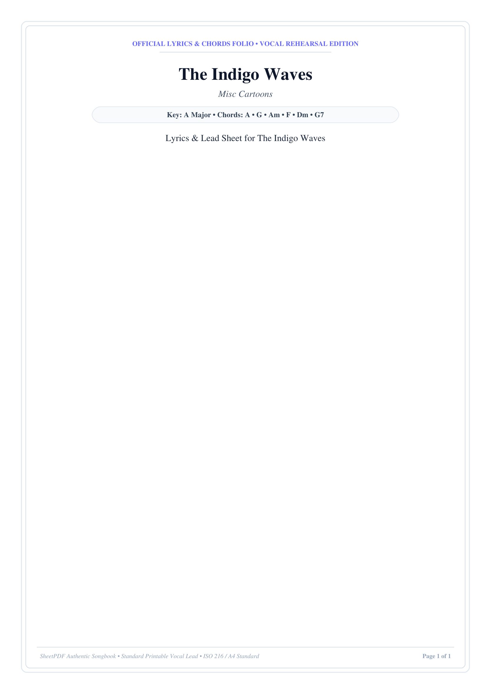 The Indigo Waves Piano Sheet Music Page 1 Free PDF
