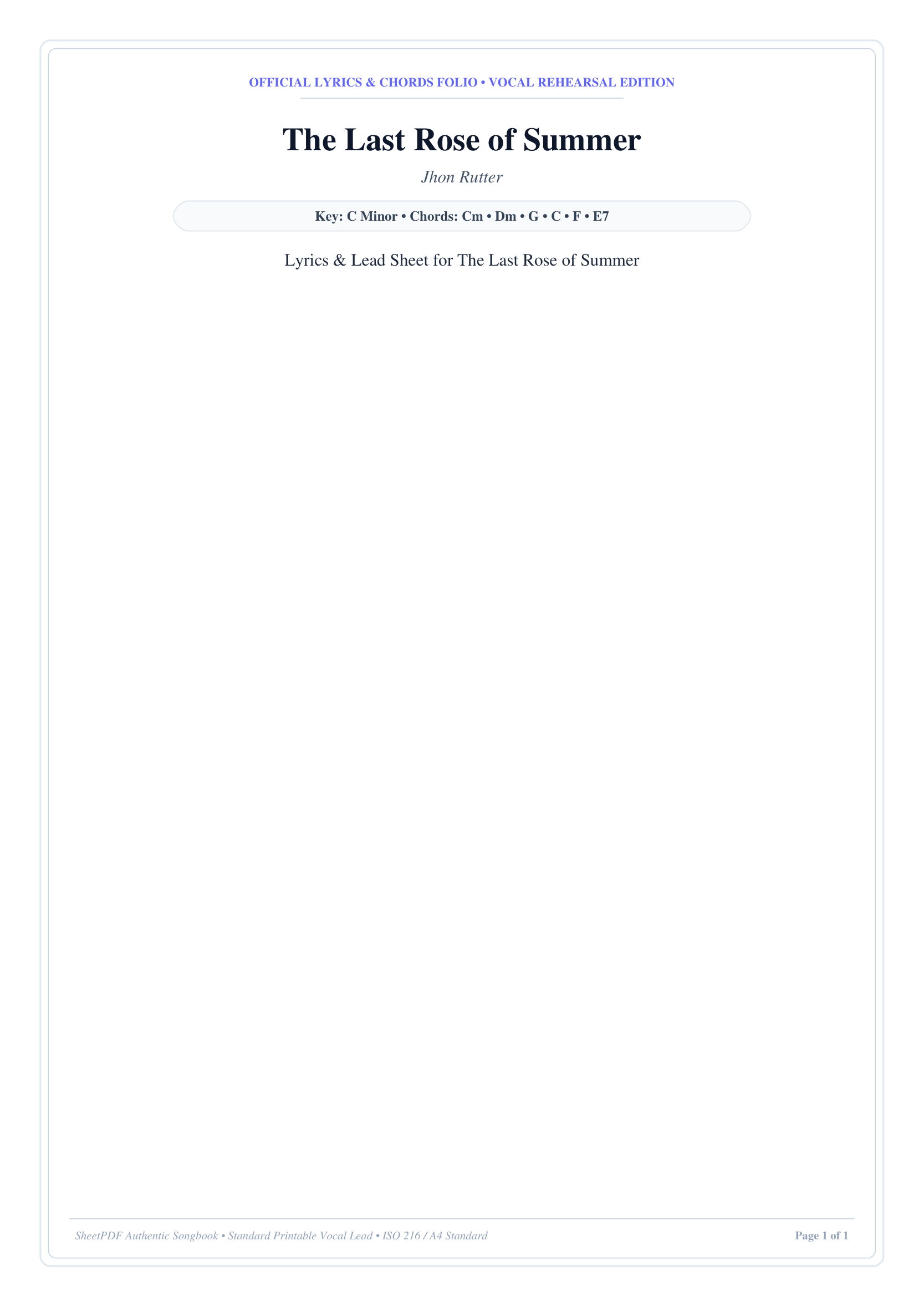 The Last Rose of Summer Piano Sheet Music Page 1 Free PDF