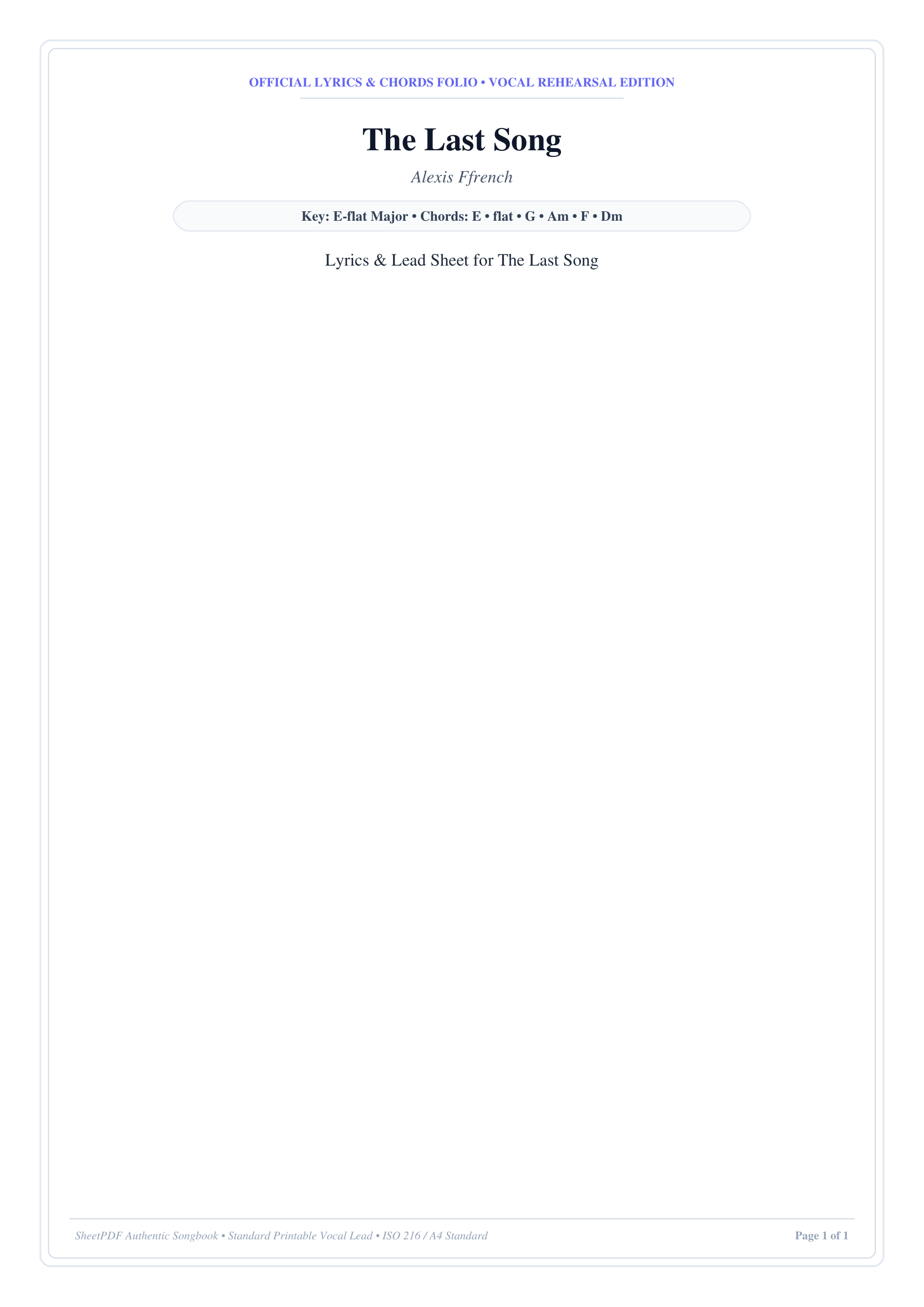 The Last Song Piano Sheet Music Page 1 Free PDF