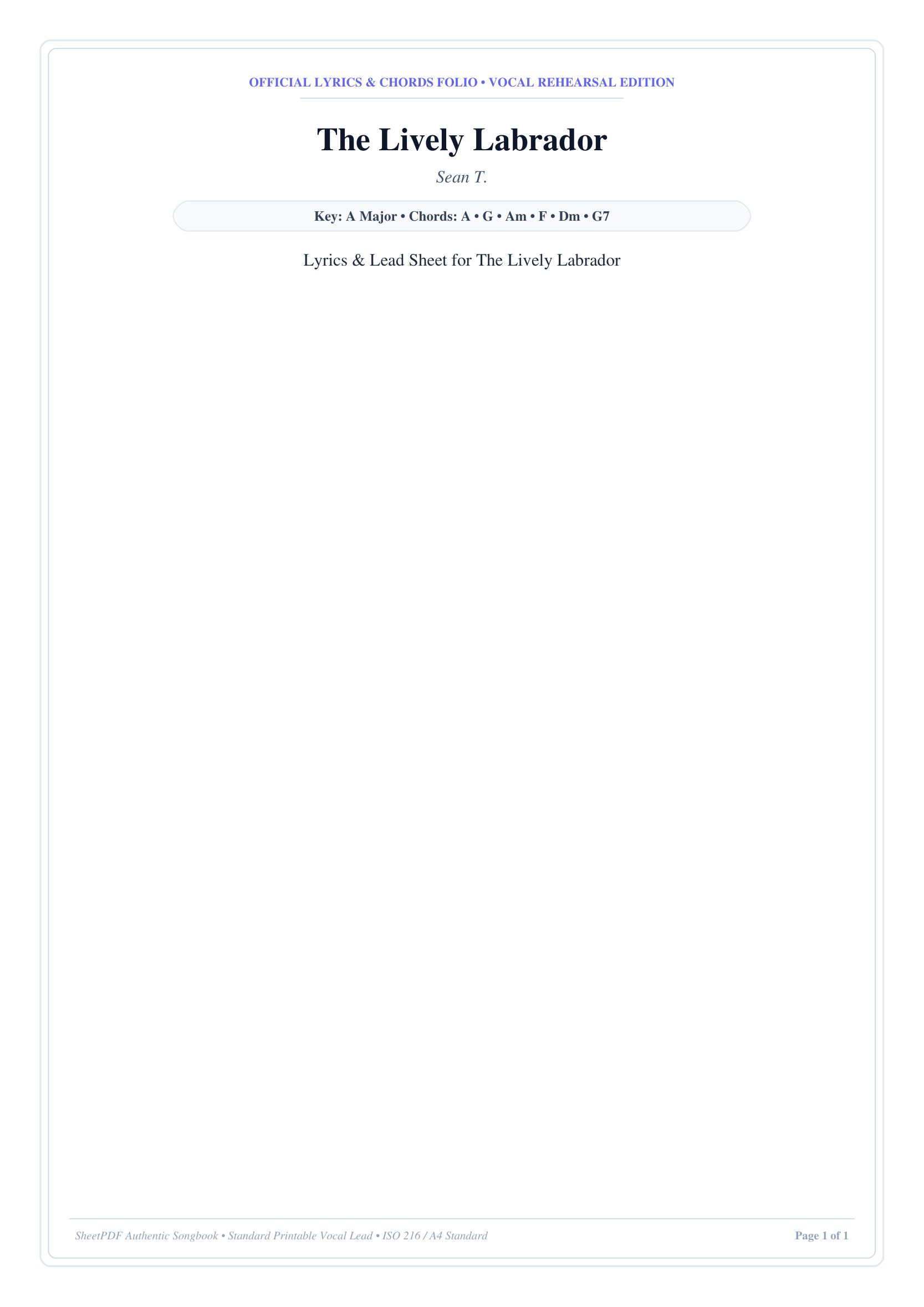 The Lively Labrador Piano Sheet Music Page 1 Free PDF