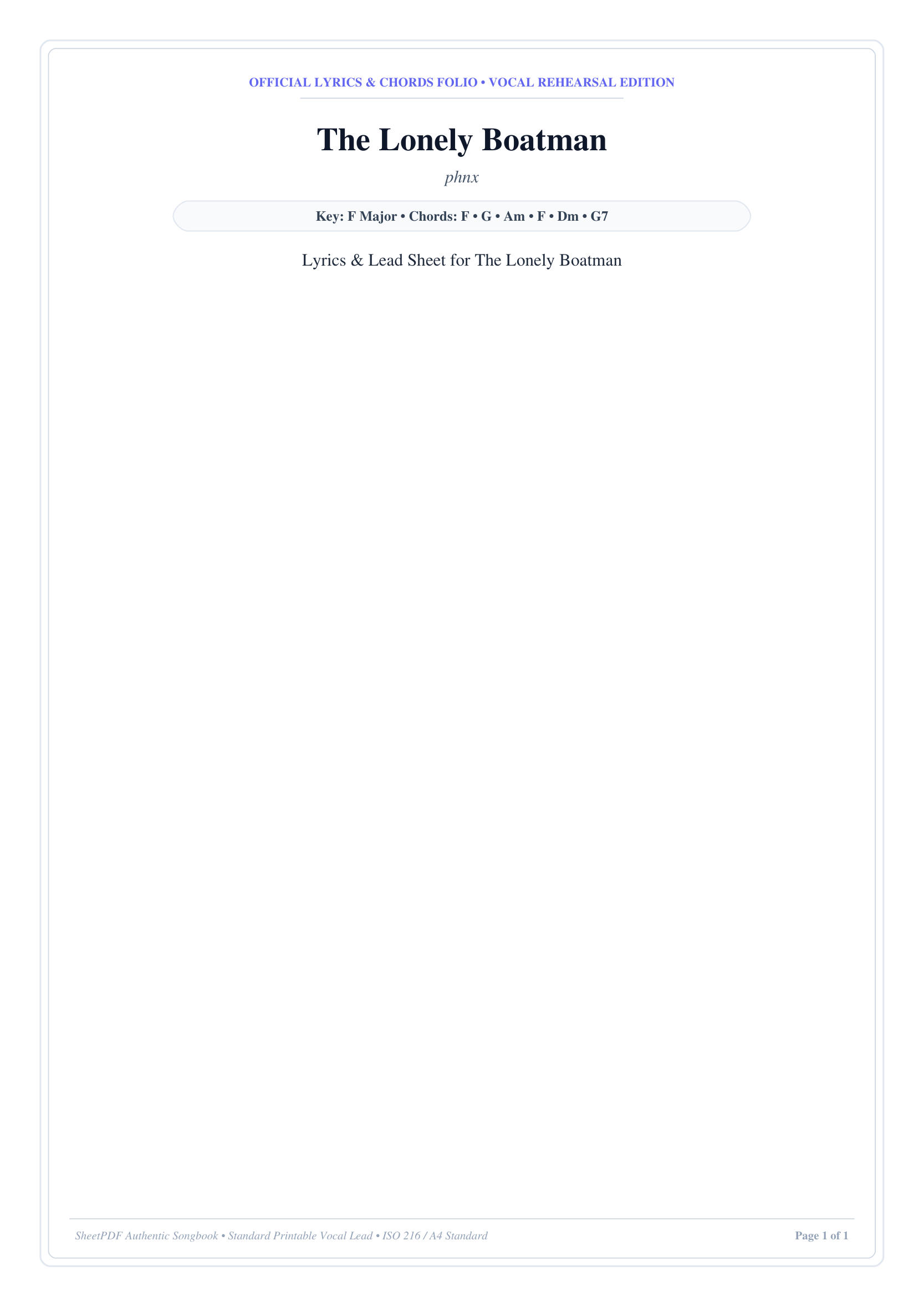 The Lonely Boatman Lyrics & Chords Folio