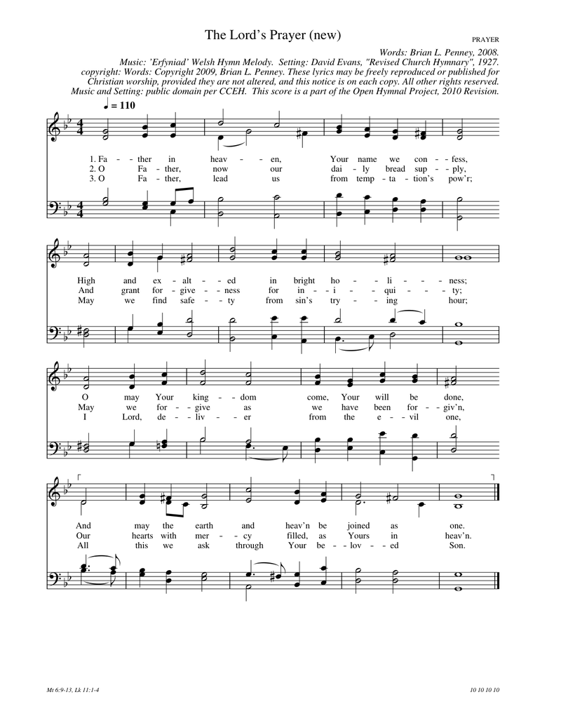 The Lord's Prayer (new) Piano Sheet Music Score Page 1