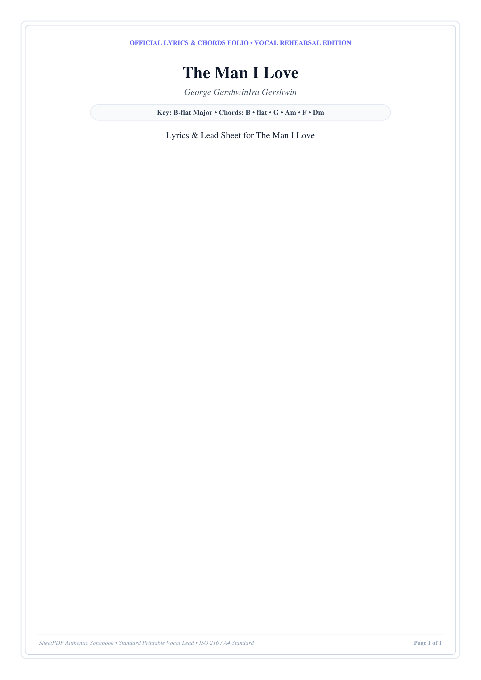 The Man I Love Piano Sheet Music Page 1 Free PDF