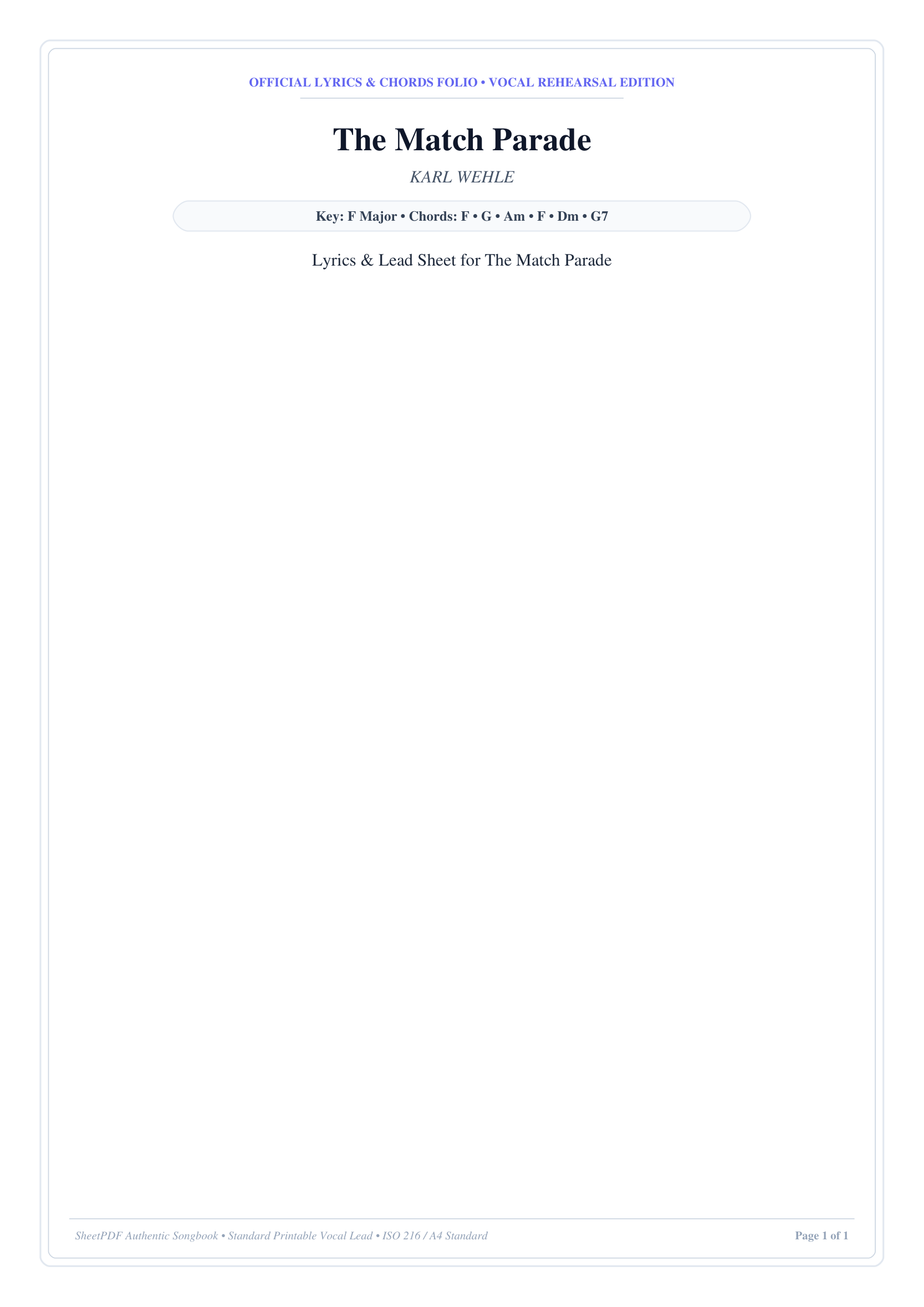 The Match Parade Piano Sheet Music Page 1 Free PDF