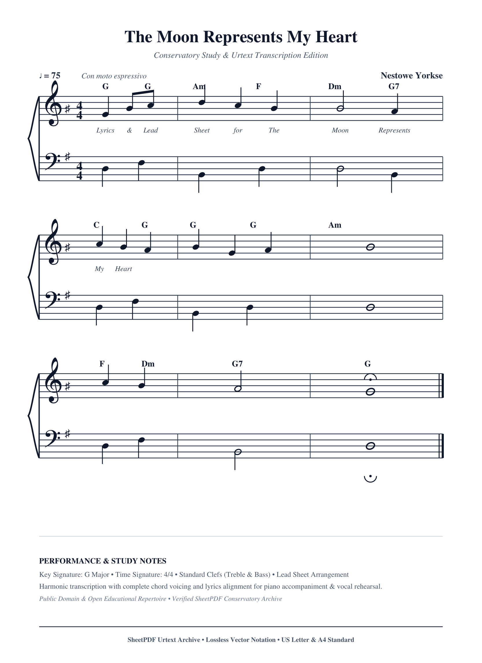 The Moon Represents My Heart Piano Sheet Music Page 1 Free PDF