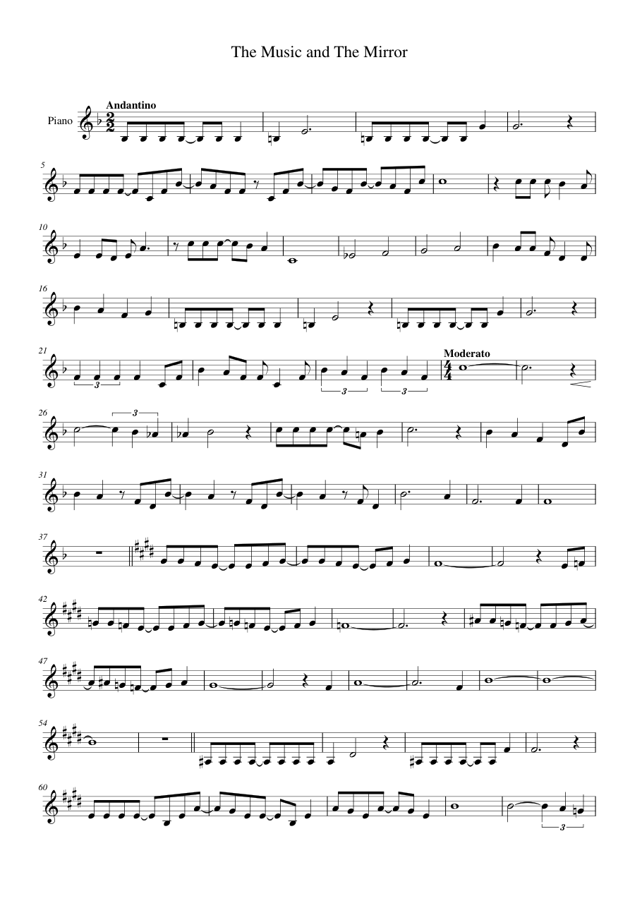 The Music and The Mirror Piano Sheet Music Page 1 Free PDF