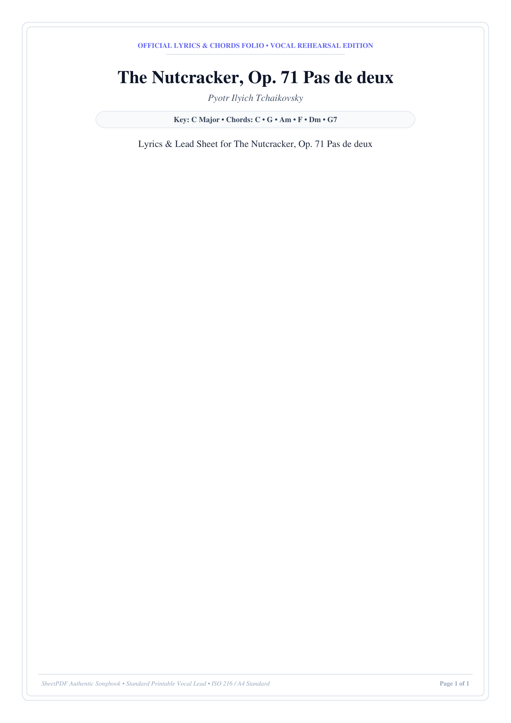 The Nutcracker, Op. 71 Pas de deux Piano Sheet Music Page 1 Free PDF