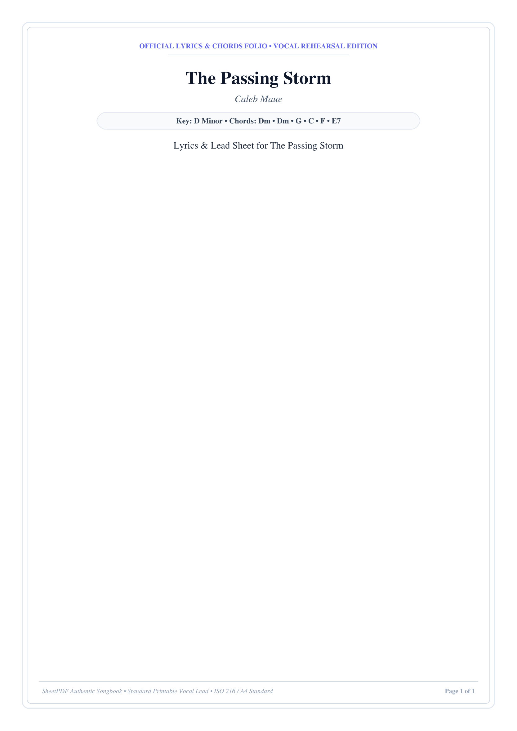 The Passing Storm Piano Sheet Music Page 1 Free PDF