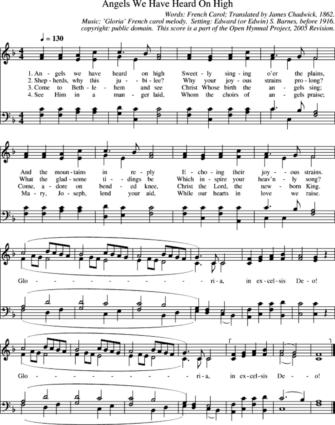 Angels We Have Heard On High Piano Sheet Music Page 1 Free PDF