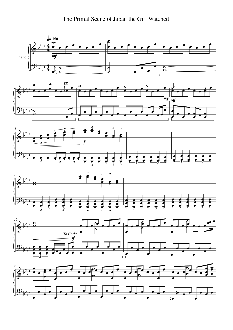 The Primal Scene of Japan the Girl Watched Piano Sheet Music Page 1 Free PDF
