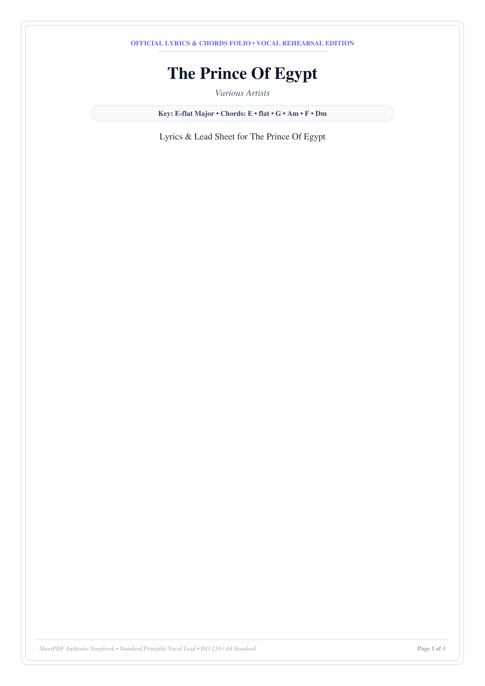 The Prince Of Egypt Piano Sheet Music Page 1 Free PDF