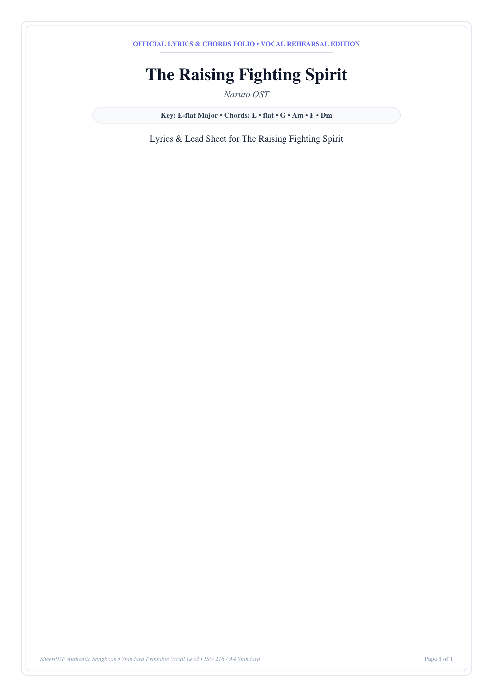 The Raising Fighting Spirit Piano Sheet Music Page 1 Free PDF