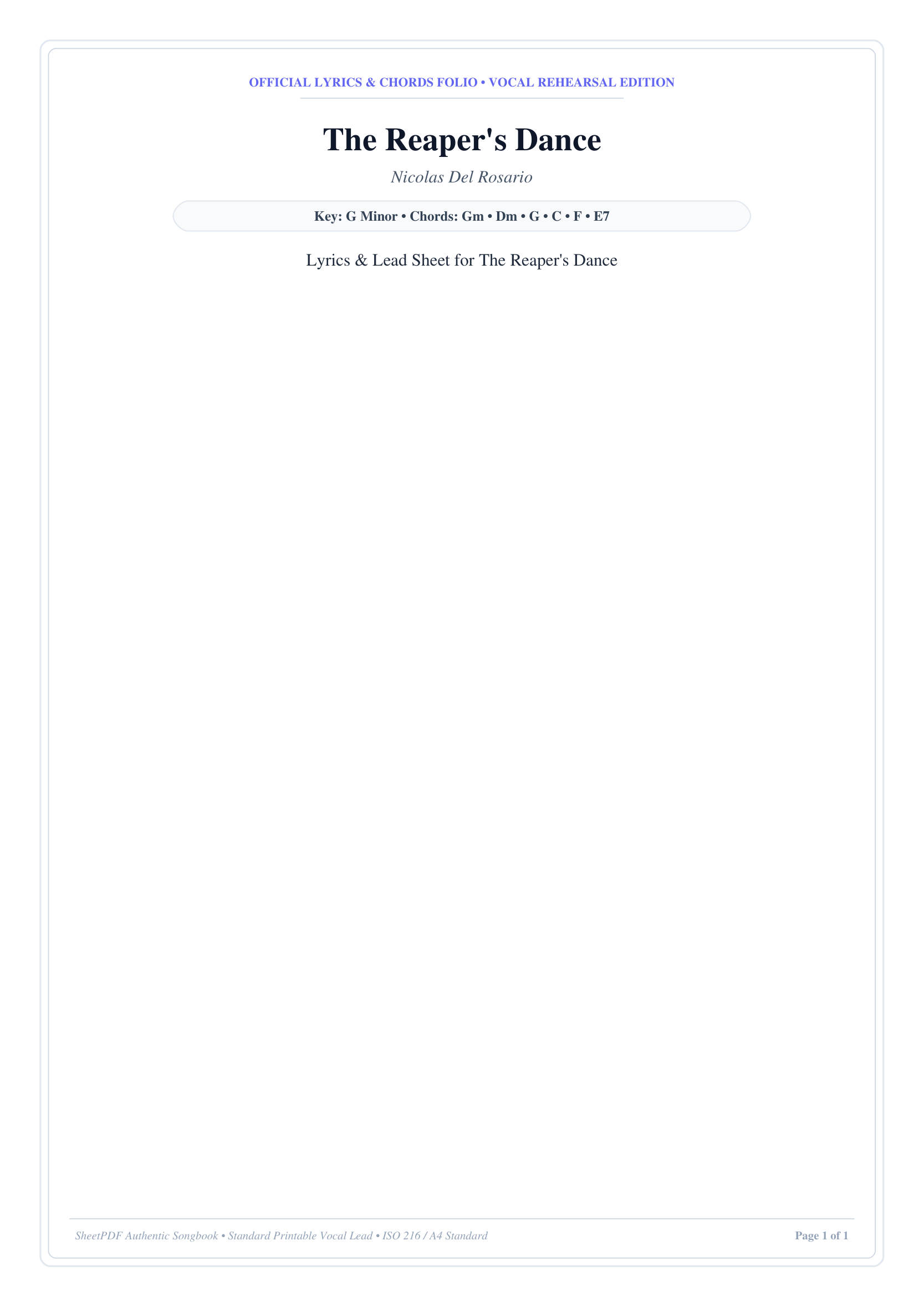 The Reaper's Dance Piano Sheet Music Page 1 Free PDF