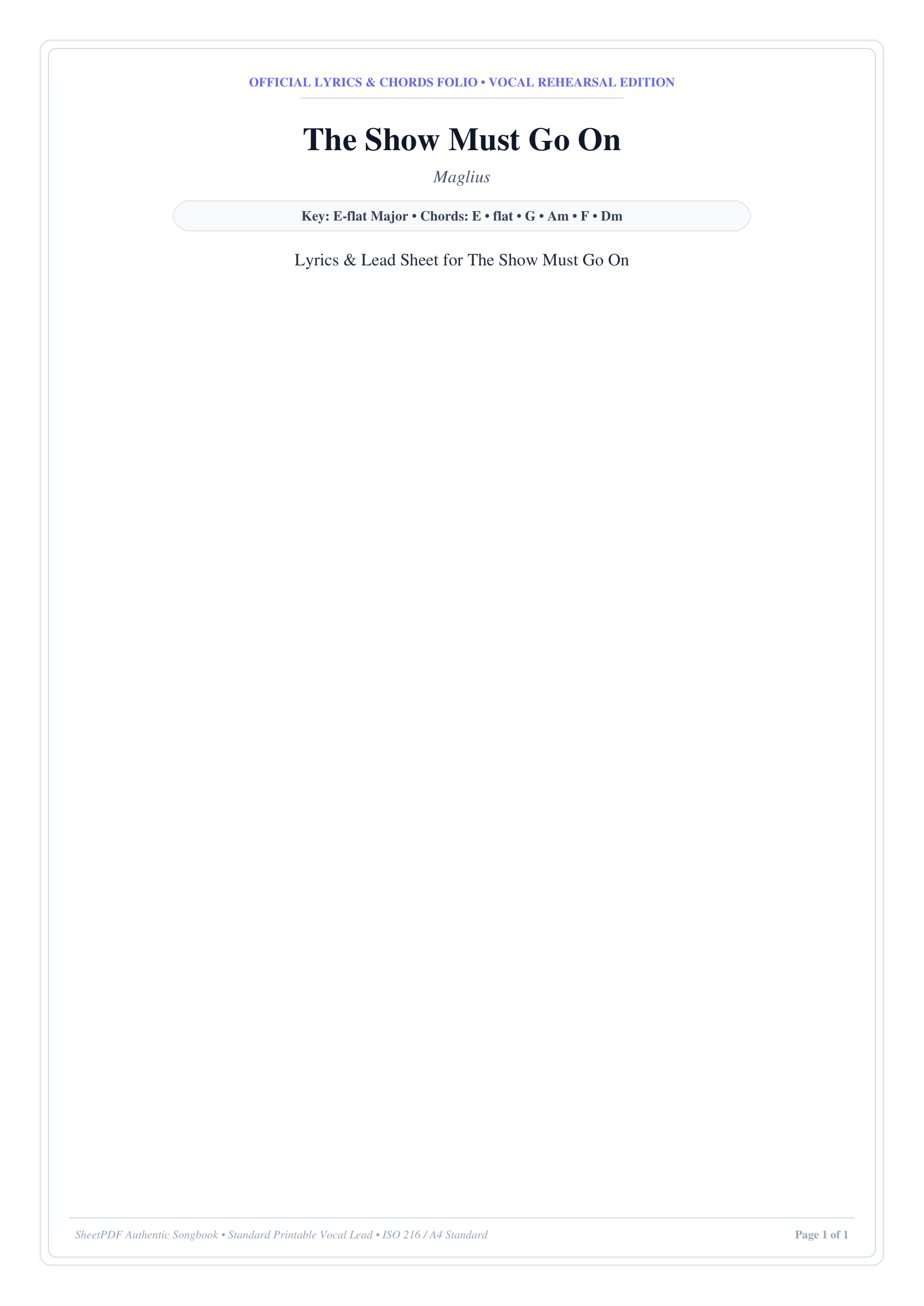 The Show Must Go On Piano Sheet Music Page 1 Free PDF