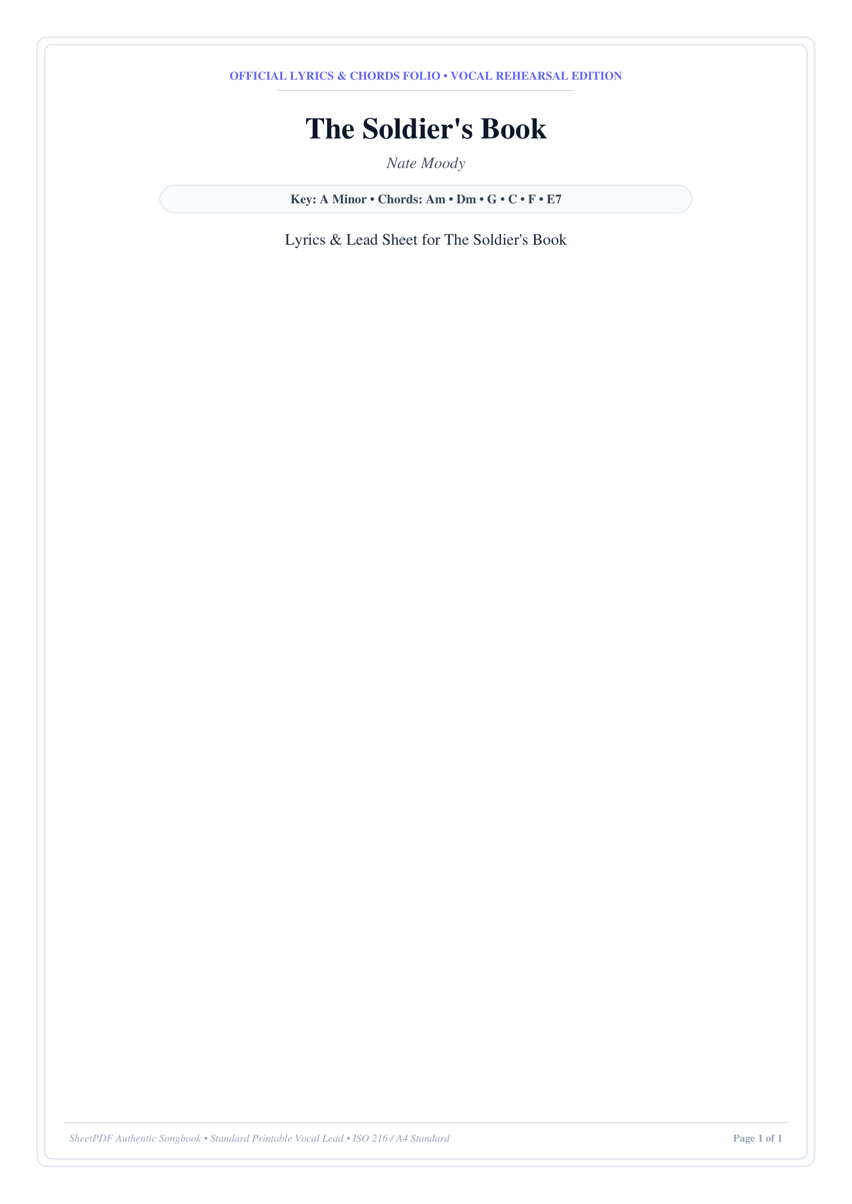 The Soldier's Book Piano Sheet Music Page 1 Free PDF