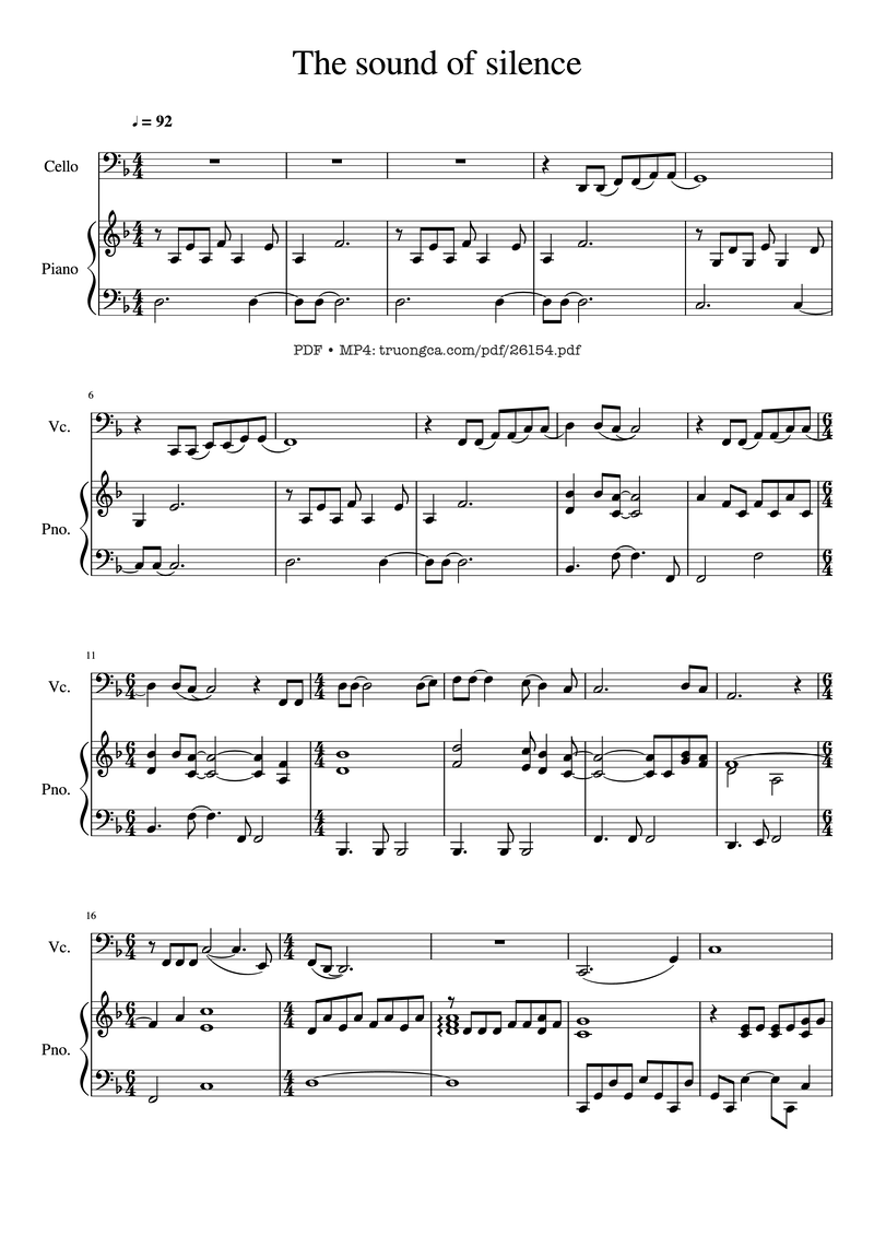 The Sound of Silence Piano Sheet Music Page 1 Free PDF