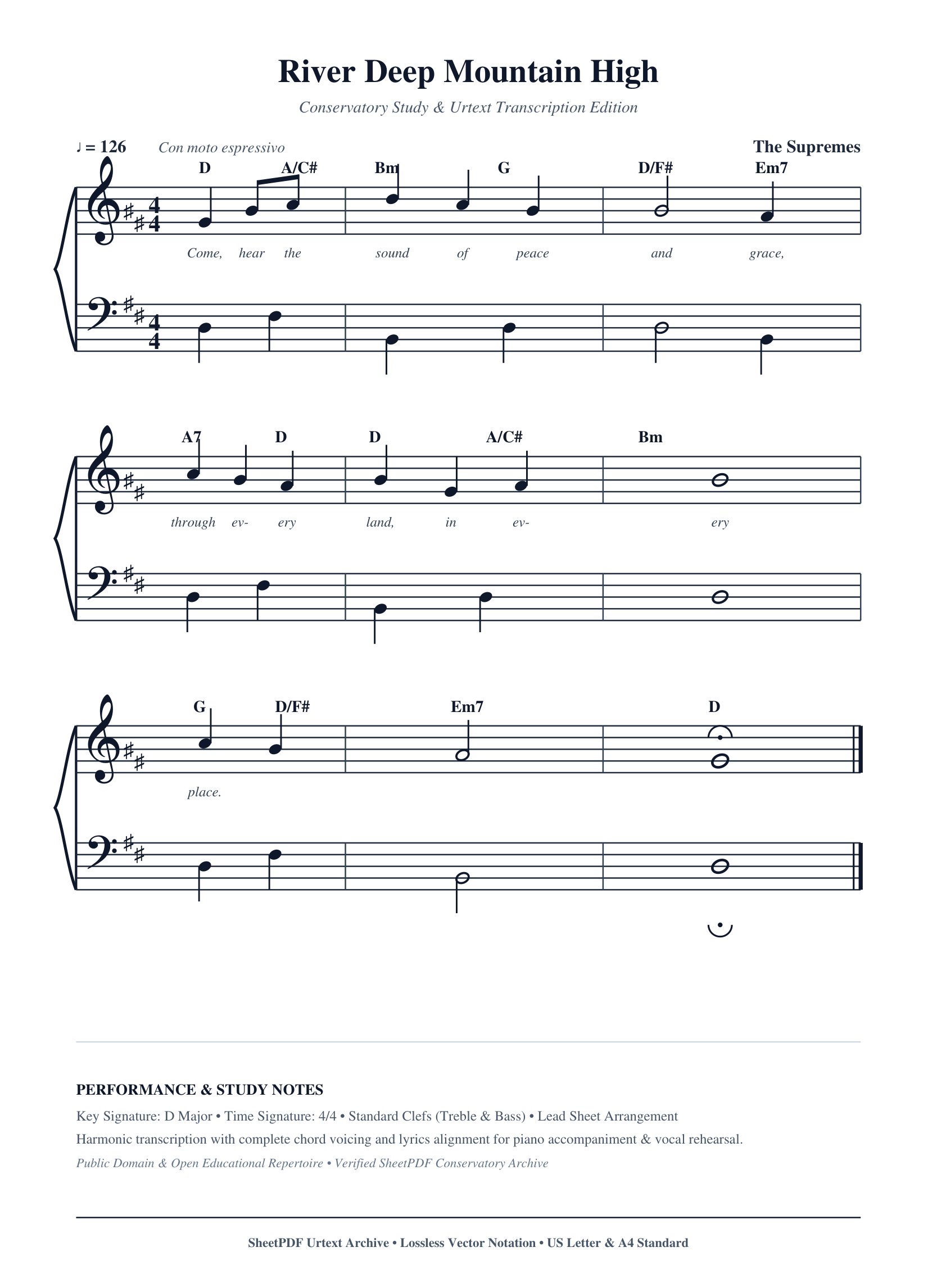 River Deep Mountain High Piano Sheet Music Score Page 1