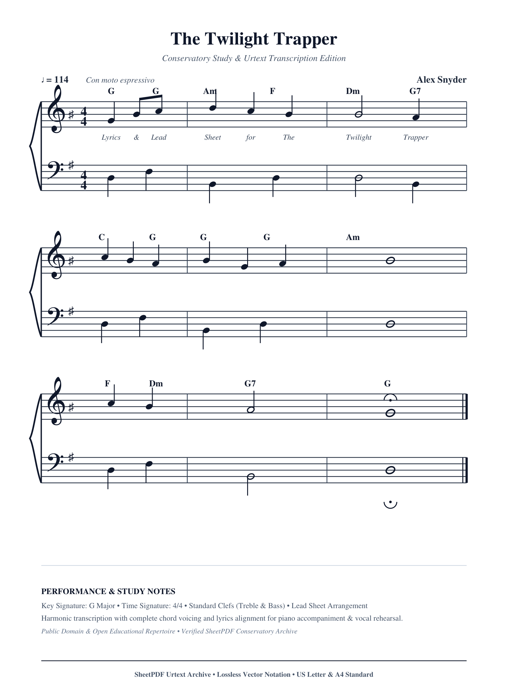 The Twilight Trapper Piano Sheet Music Page 1 Free PDF