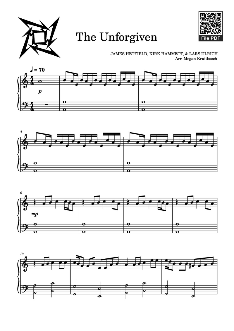 The Unforgiven Piano Sheet Music Page 1 Free PDF