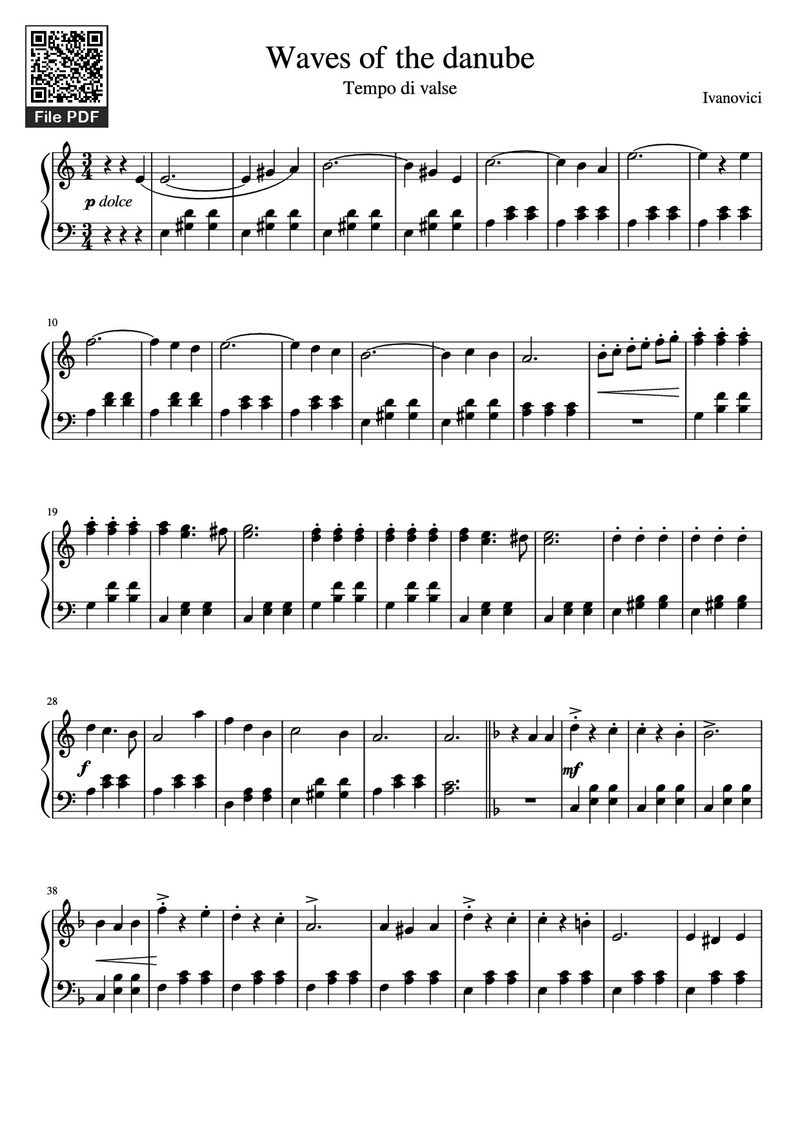 The Waves of the Waterfall Piano Sheet Music Page 1 Free PDF