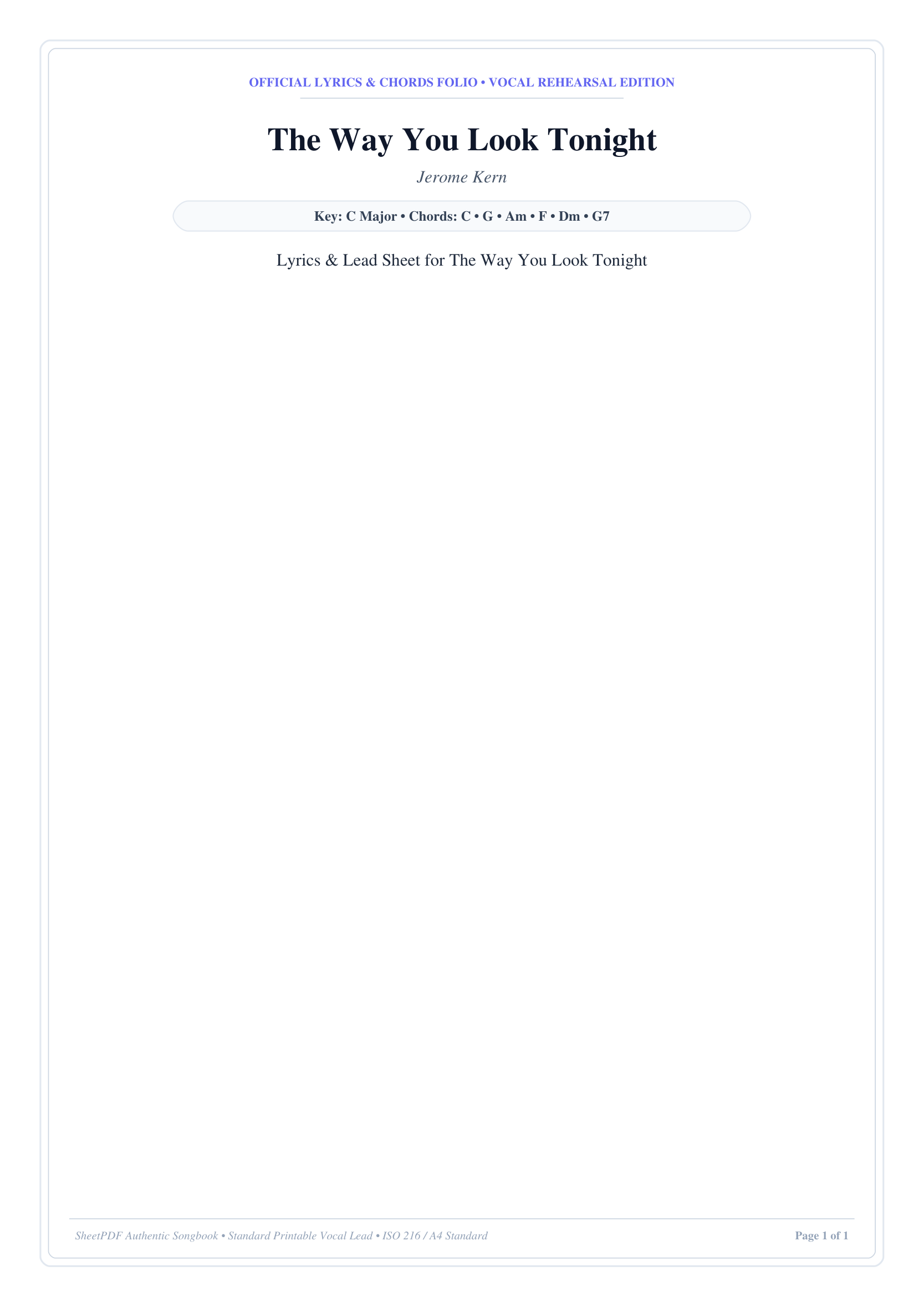 The Way You Look Tonight Piano Sheet Music Page 1 Free PDF