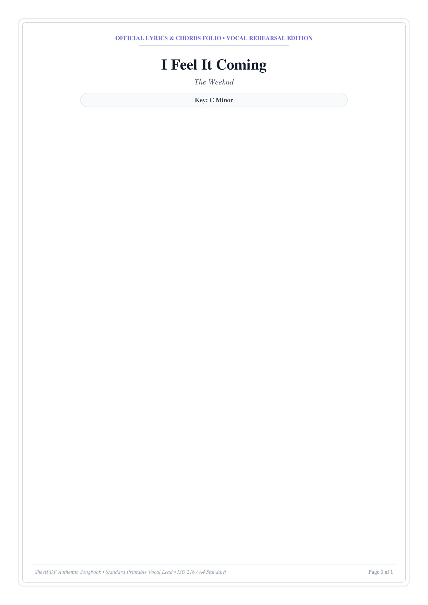 I Feel It Coming Piano Sheet Music Page 1 Free PDF