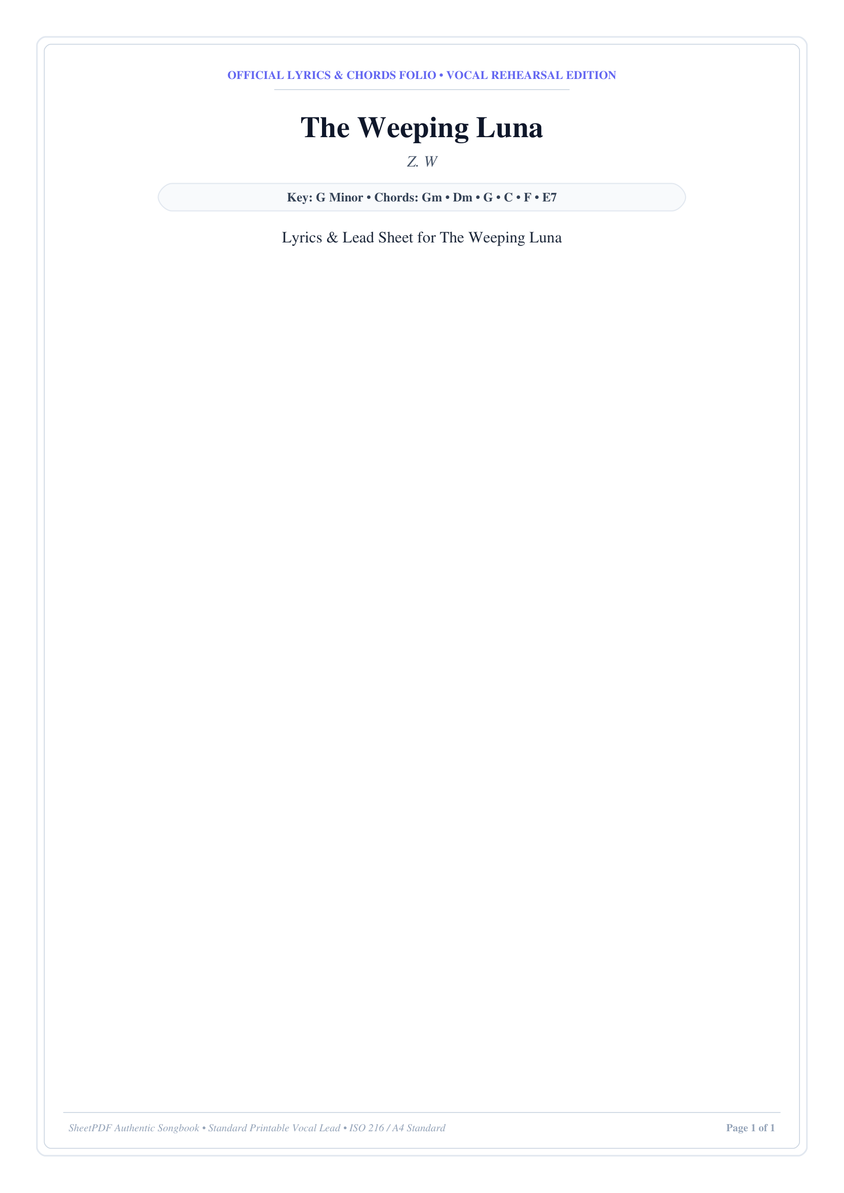 The Weeping Luna Piano Sheet Music Page 1 Free PDF