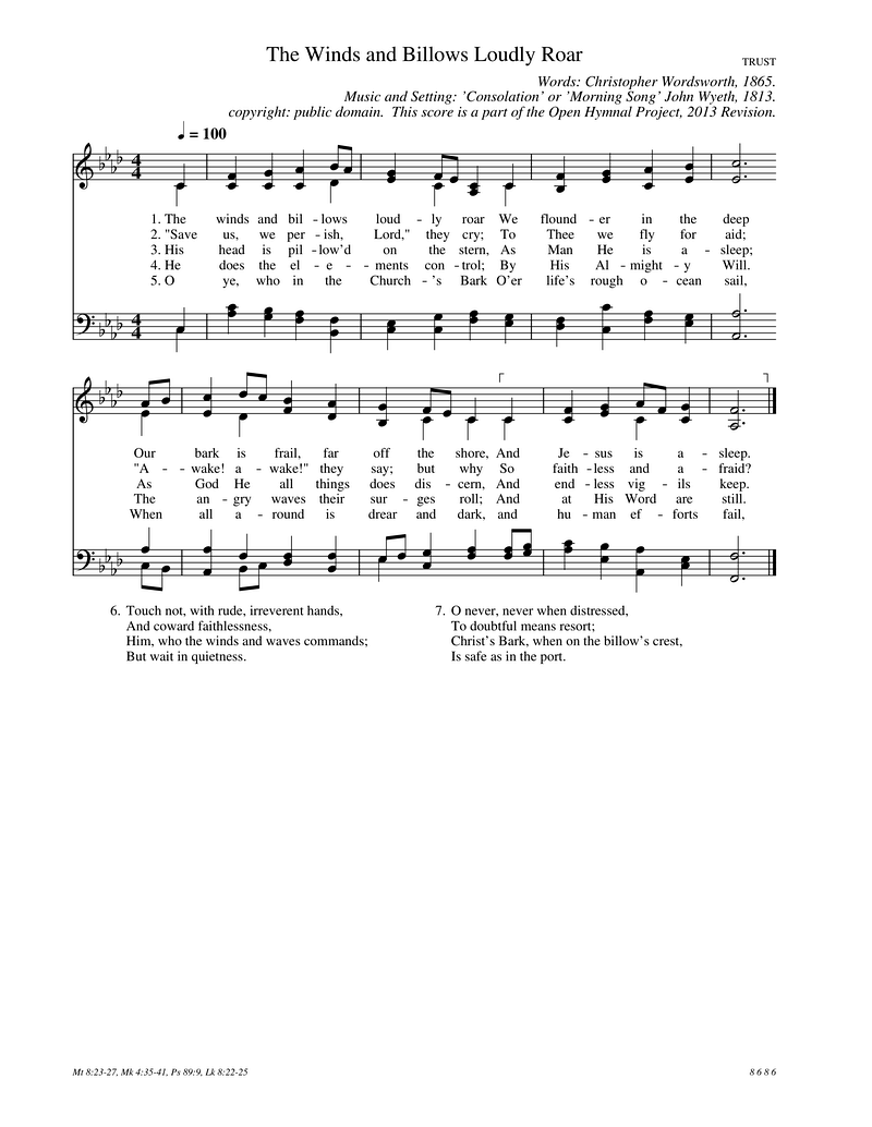 The Winds And Billows Loudly Roar Piano Sheet Music Page 1 Free PDF