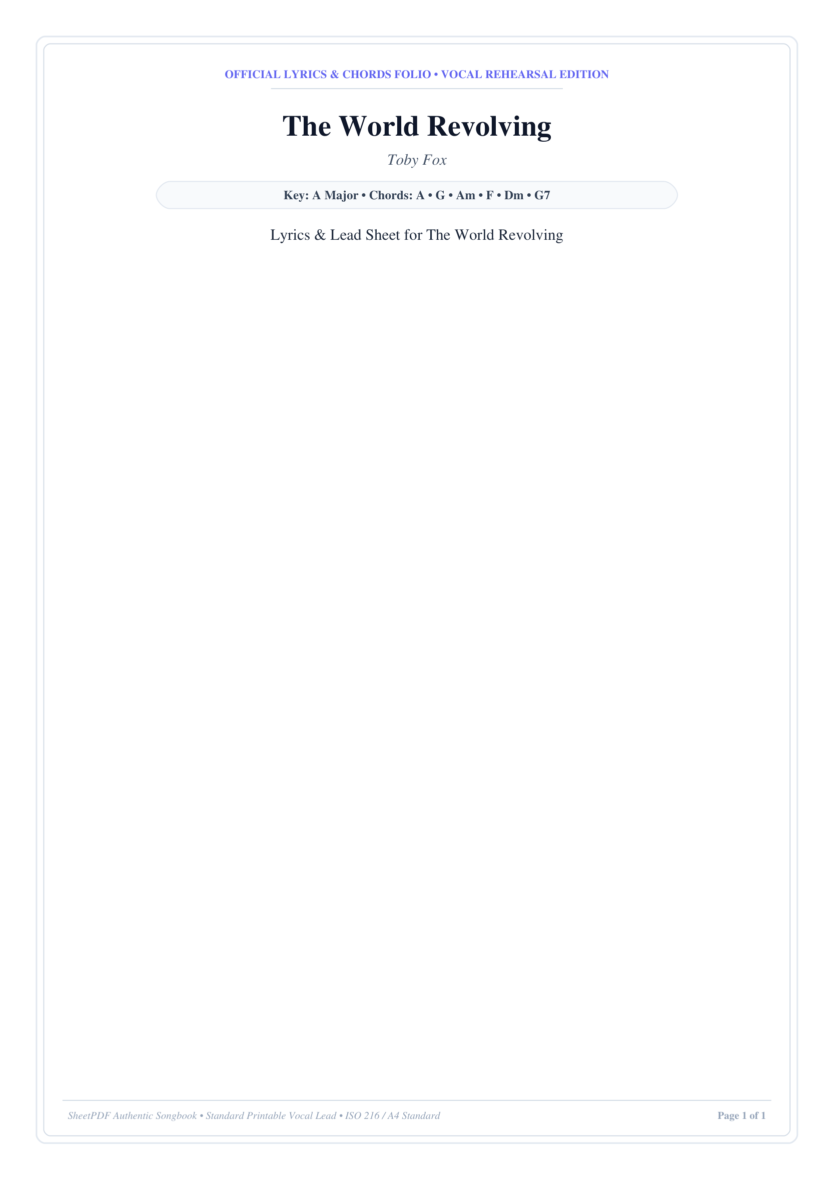 The World Revolving Piano Sheet Music Page 1 Free PDF