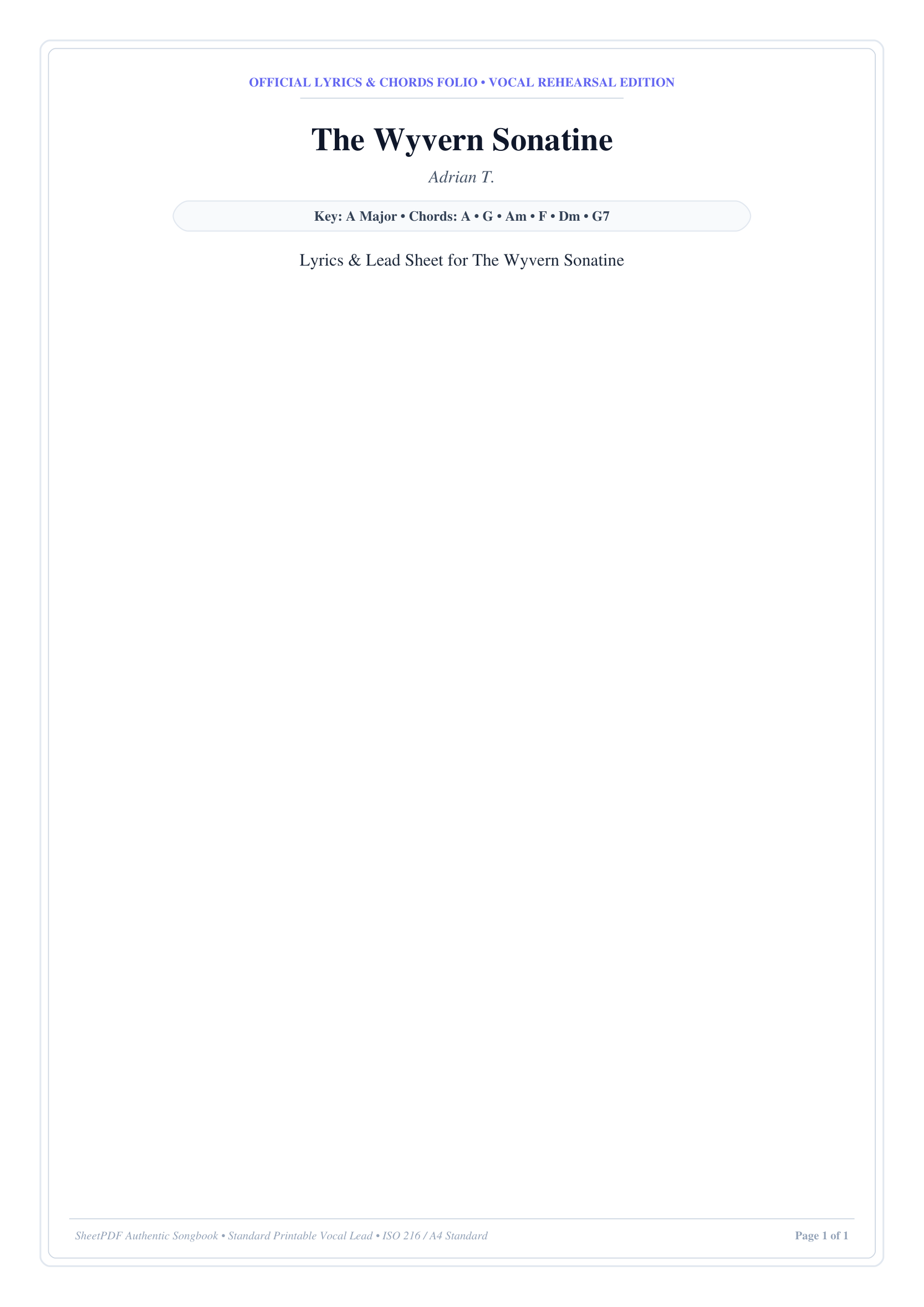 The Wyvern Sonatine Lyrics & Chords Folio