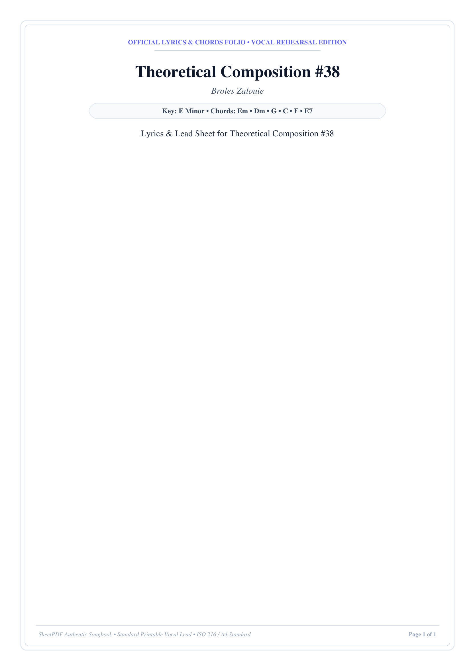 Theoretical Composition #38 Piano Sheet Music Page 1 Free PDF