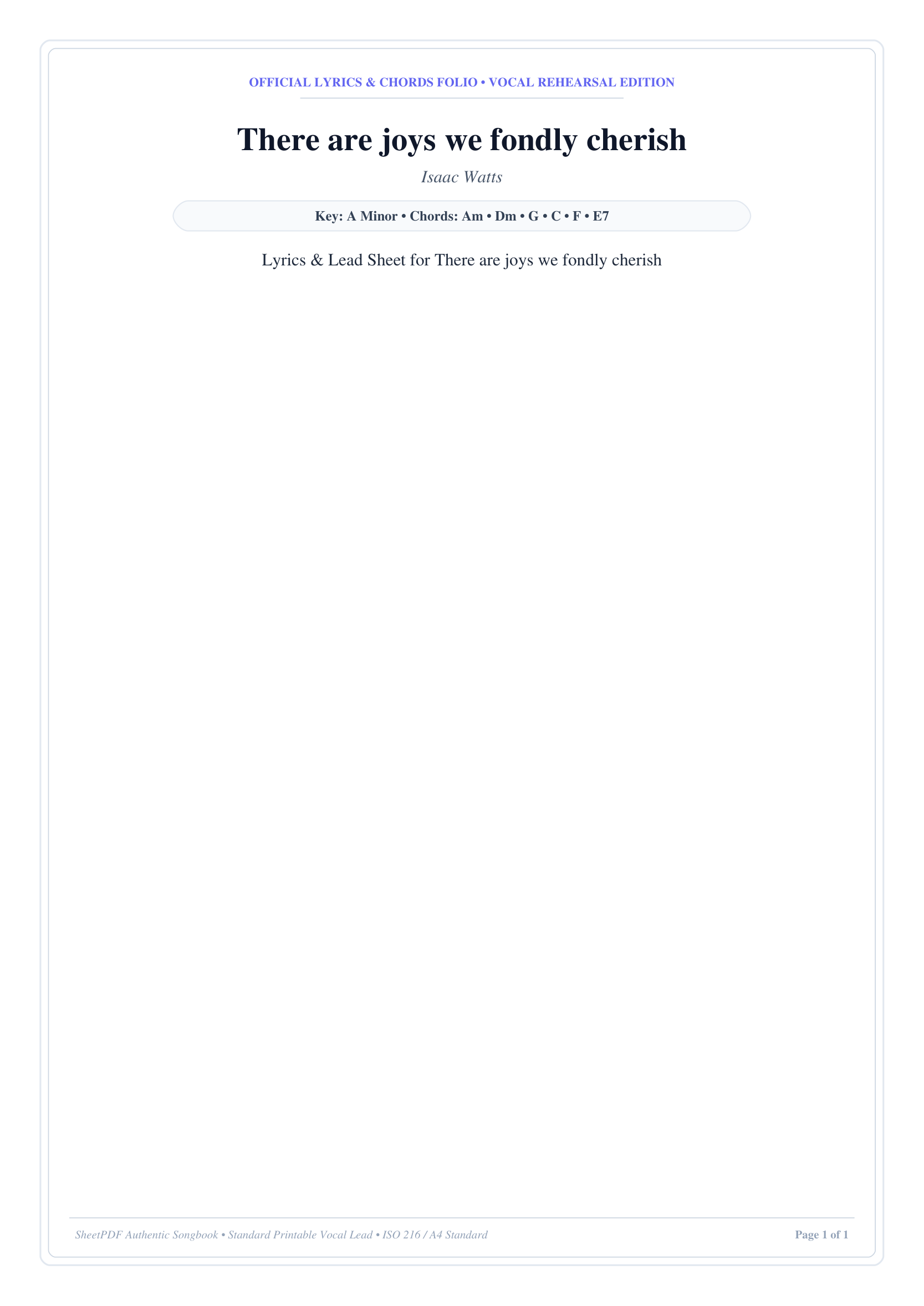 There are joys we fondly cherish Piano Sheet Music Page 1 Free PDF