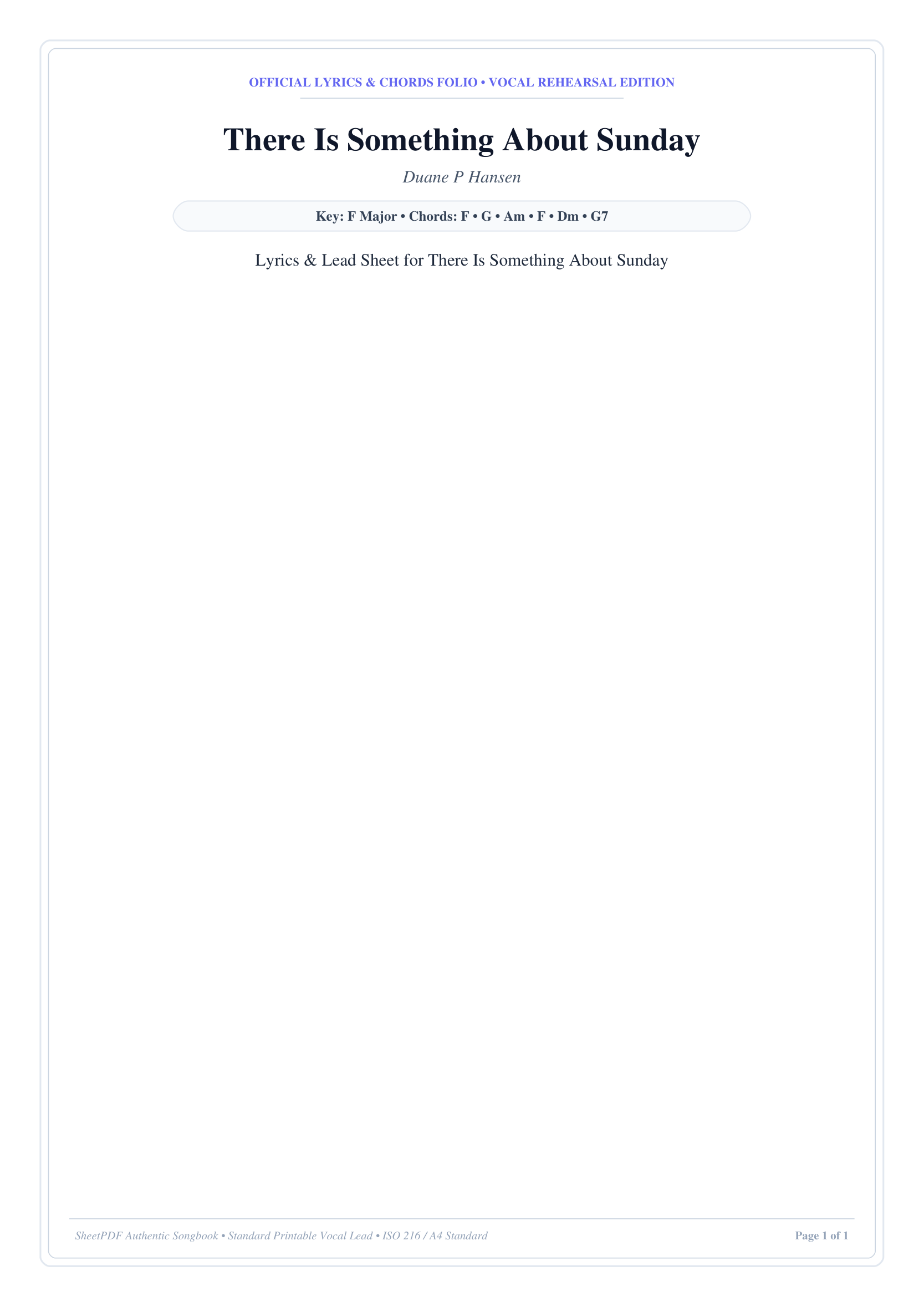 There Is Something About Sunday Piano Sheet Music Page 1 Free PDF