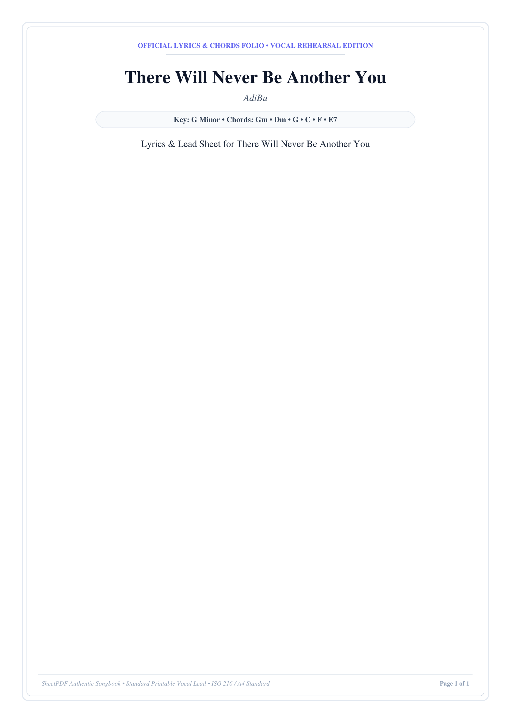 There Will Never Be Another You Lyrics & Chords Folio